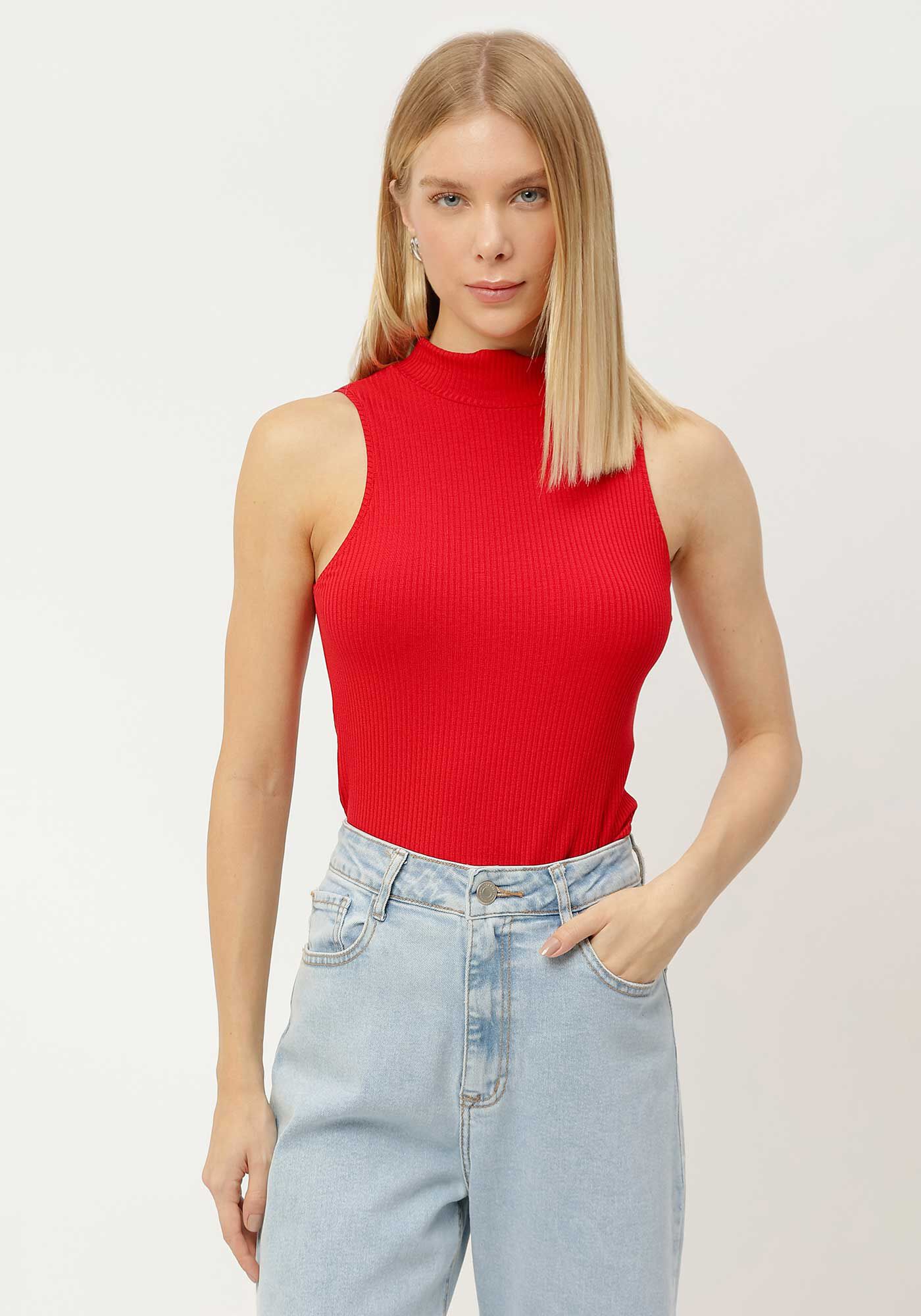 Regata Canelada com Gola Alta, , large.