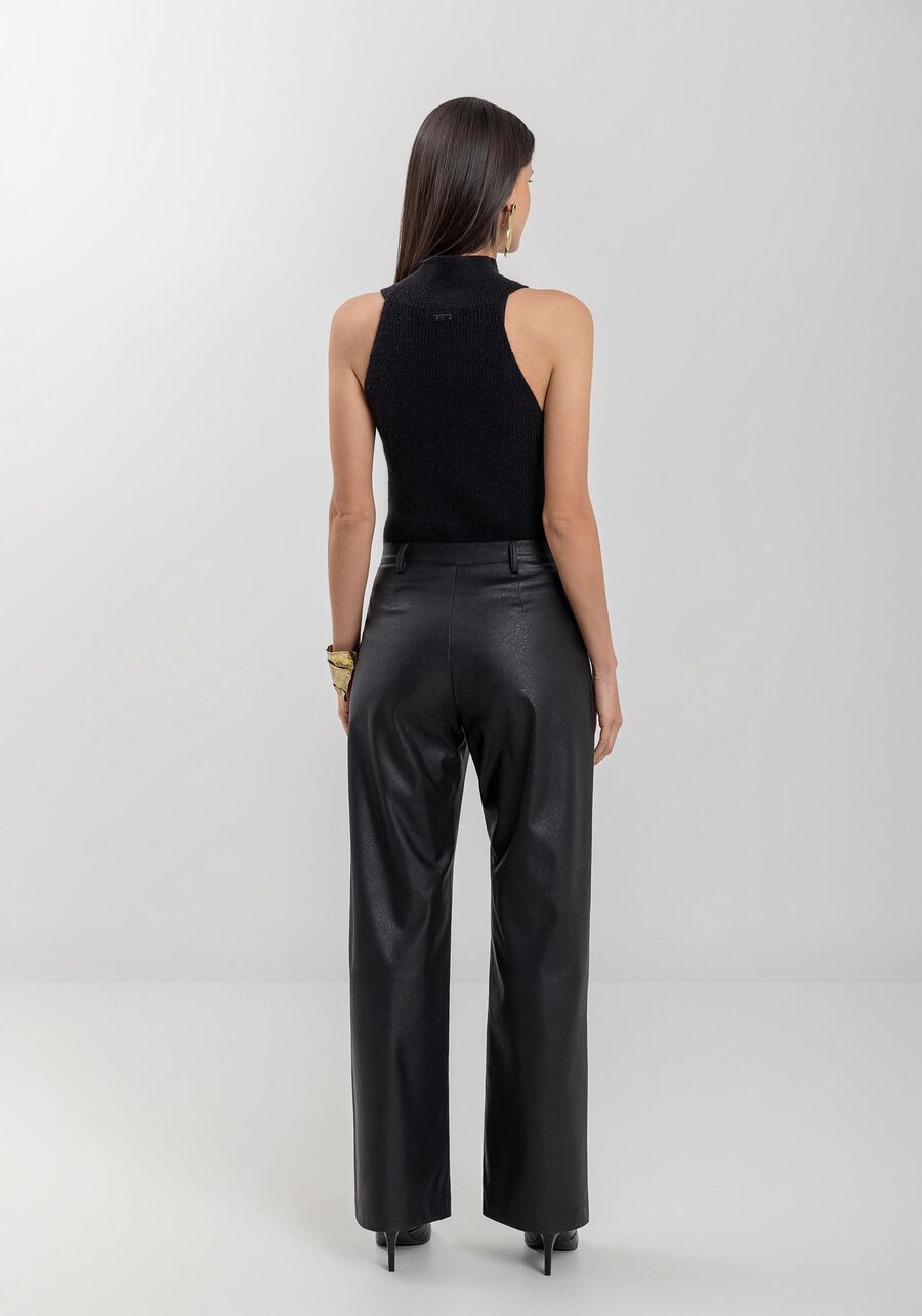Calça Reta Em PU Com Passantes E Cintura Média, . Calça Reta Em PU Com Passantes E Cintura Média, , large.