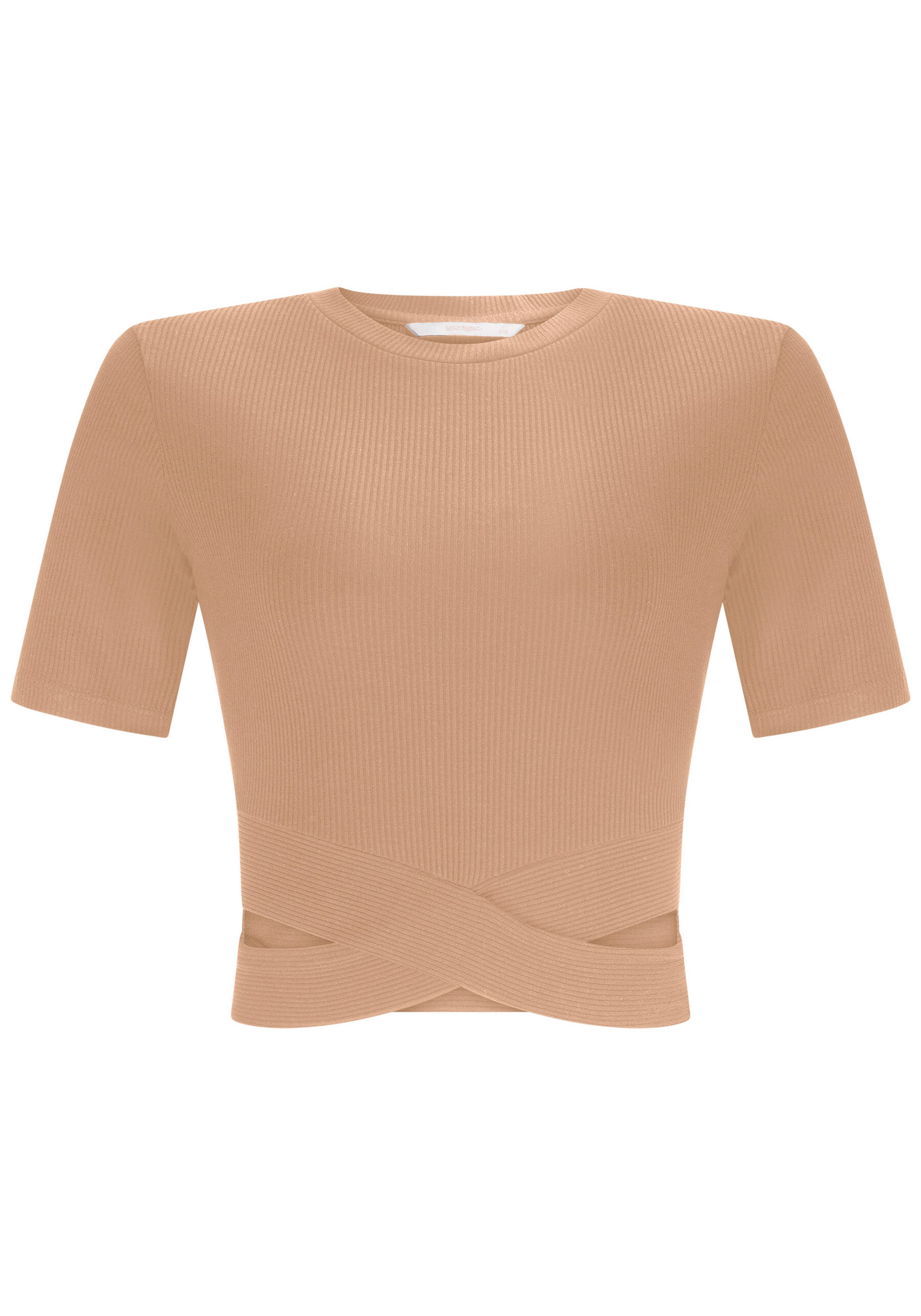 Blusa Cropped Canelada com Recorte Barra, . Blusa Cropped Canelada com Recorte Barra, , large.