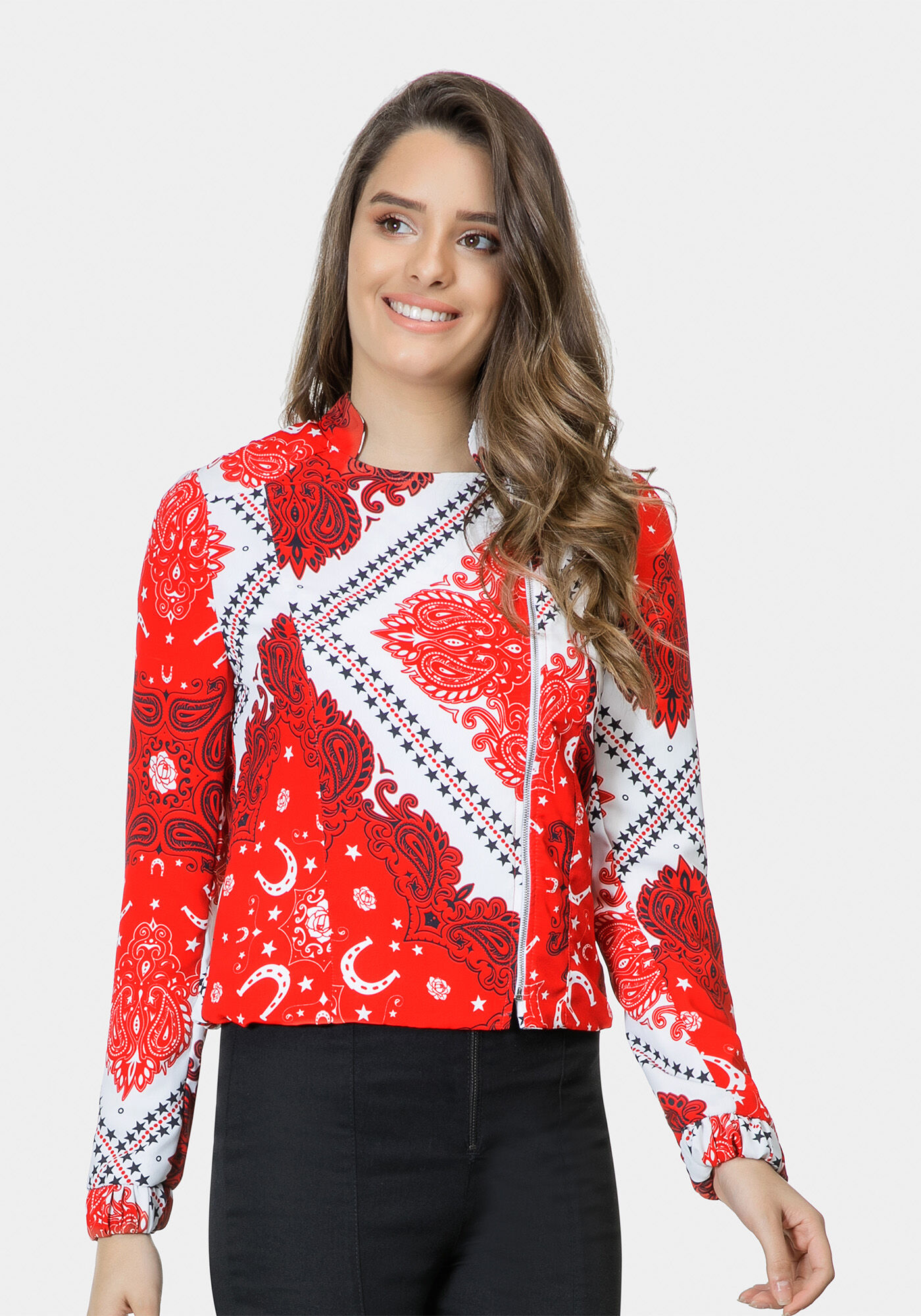 Jaqueta Estampada em Tecido, , large.