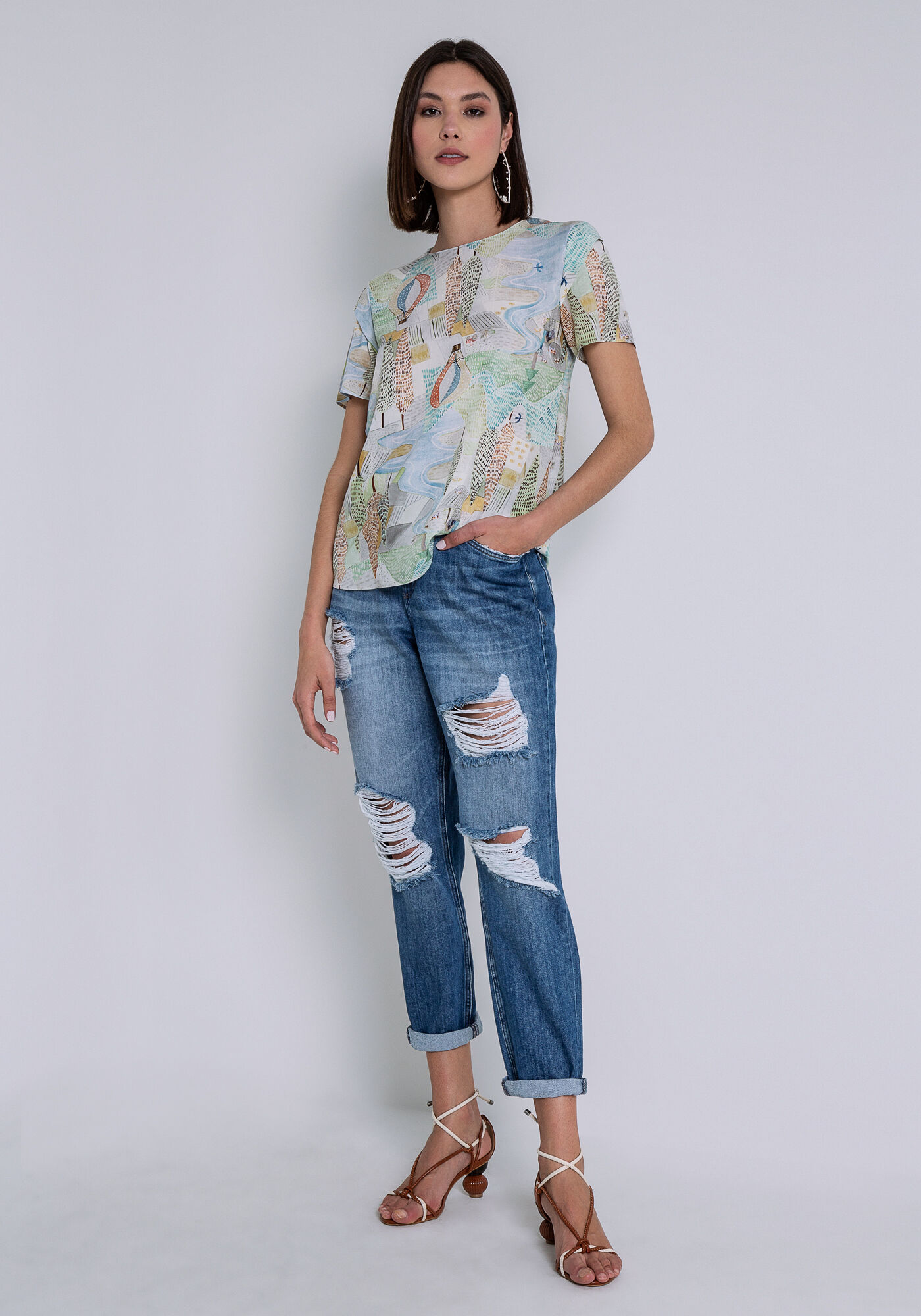 Blusa Estampada com Recorte nas Mangas, FLUTUAR, large.