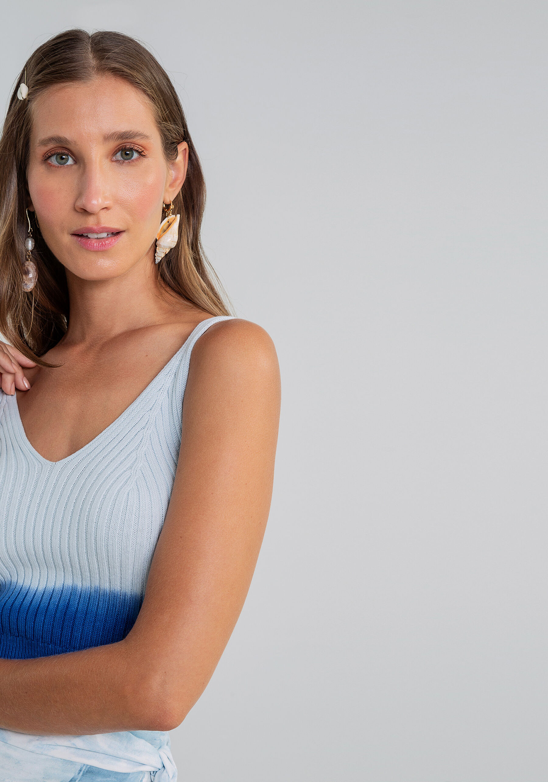 Blusa com Alças Cropped Tricô, . Blusa com Alças Cropped Tricô, , large.
