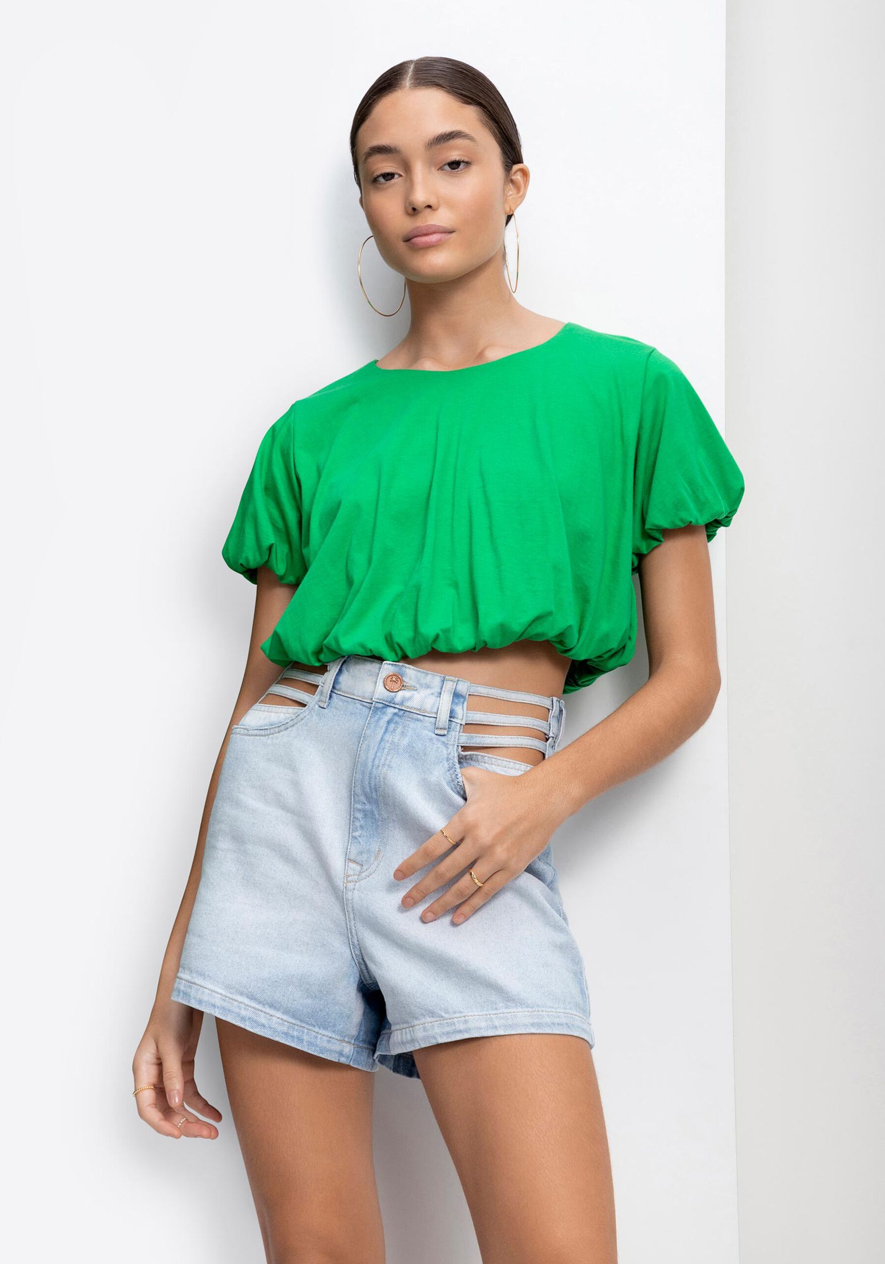 Blusa Cropped em Malha Balonê, . Blusa Cropped em Malha Balonê, , large.