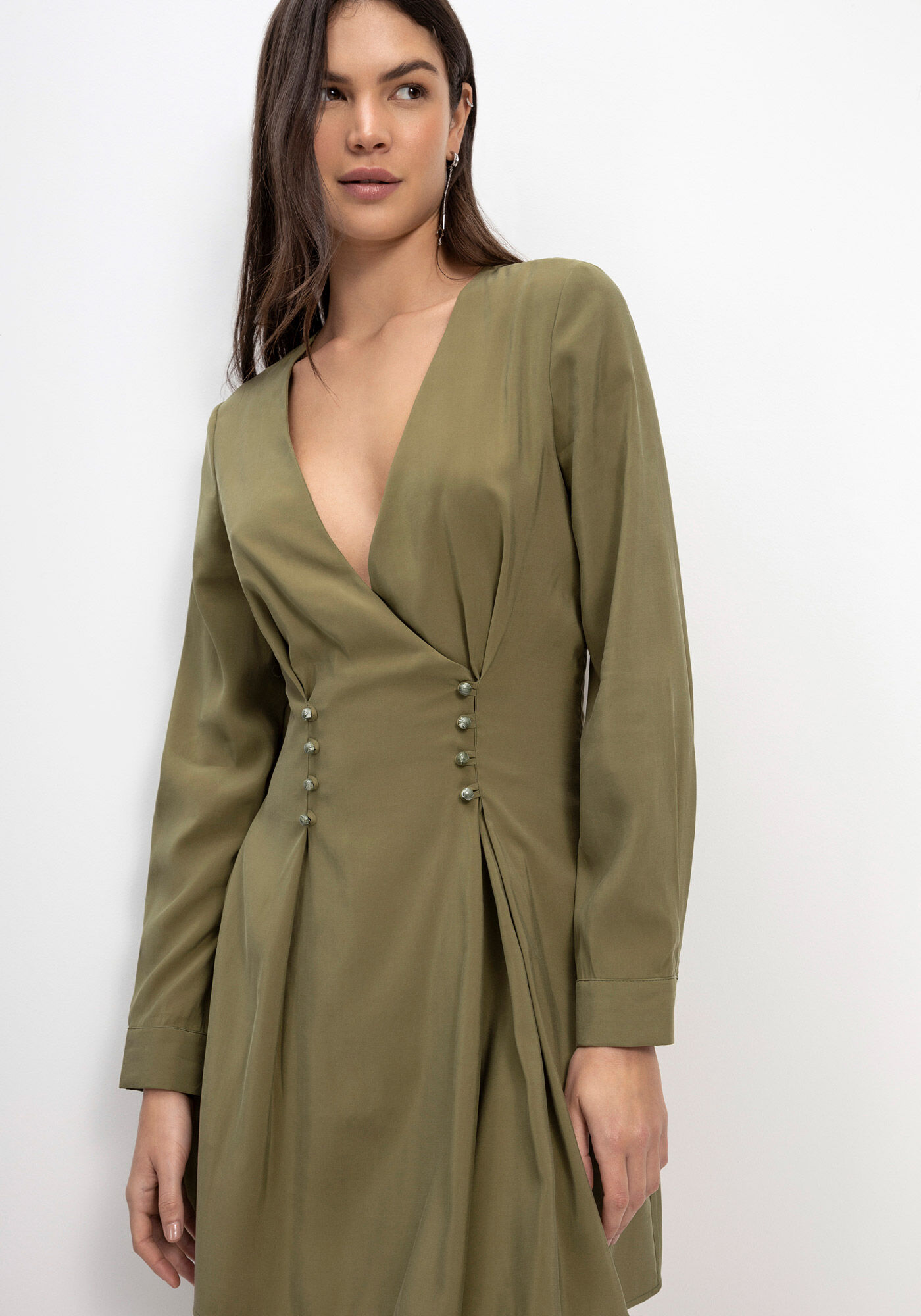Vestido manga deals longa evase