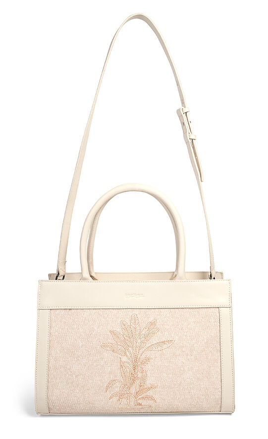 Bolsa Estruturada Tiracolo com Detalhe R&aacute;fia, BRANCO OFF WHITE, large.