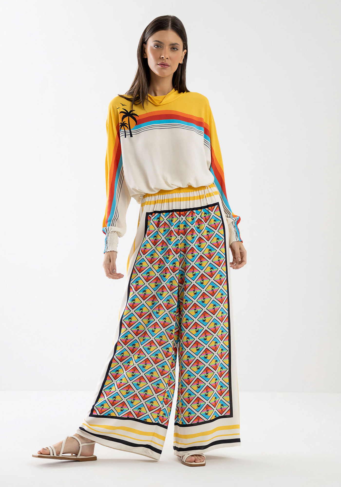 Blusa Estampada em Viscose com Regulador, , large.