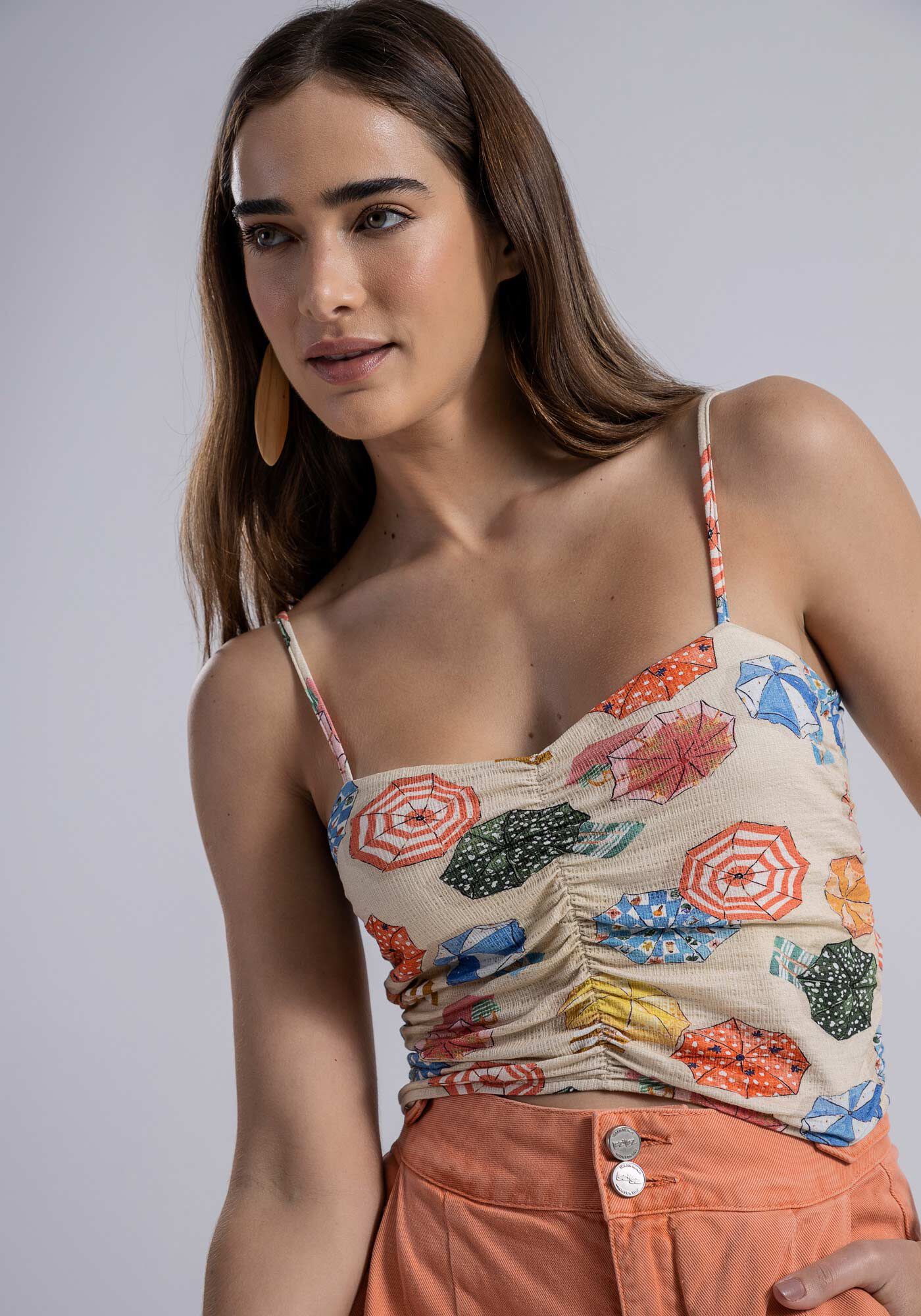 Blusa Cropped em Malha Vicenza Franzida, , large.