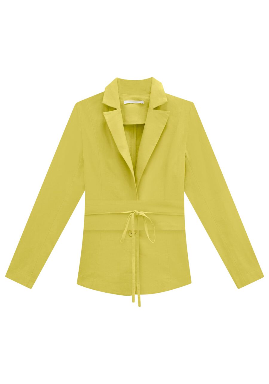 Blazer em Linho com Faixa Obi, . Blazer em Linho com Faixa Obi, , large.