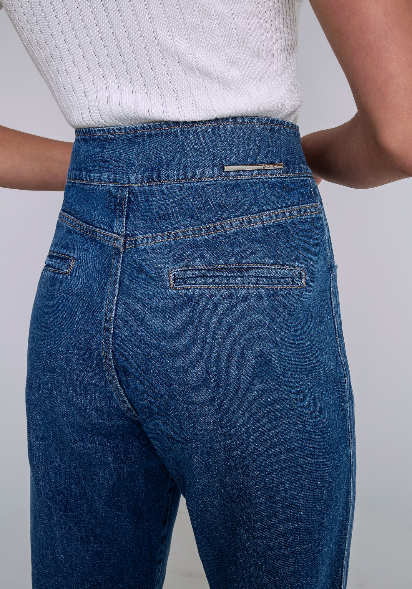 Calça alfaiataria jeans sales