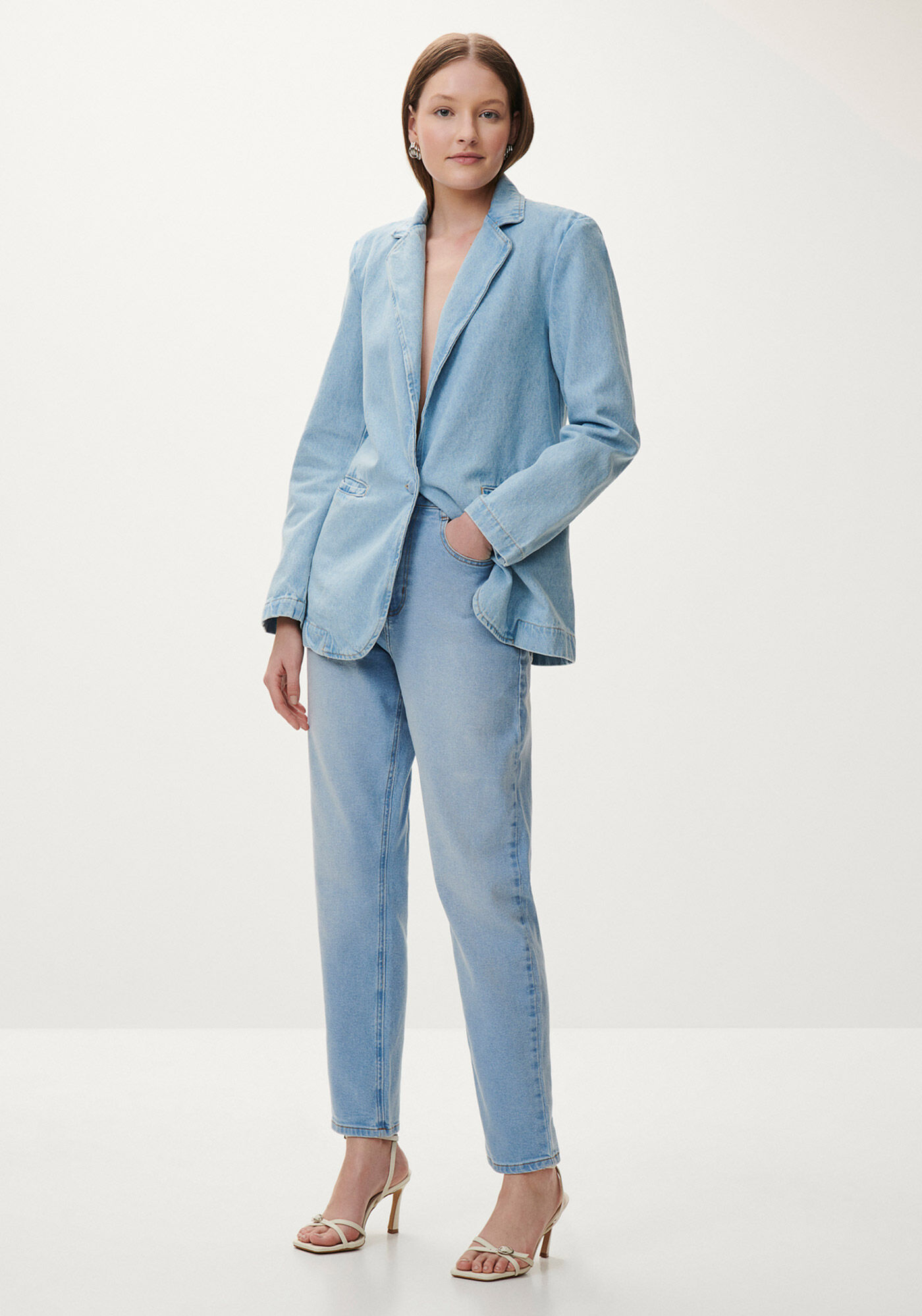 Cal&ccedil;a Jeans Mom Cropped com Elasticidade, , large.