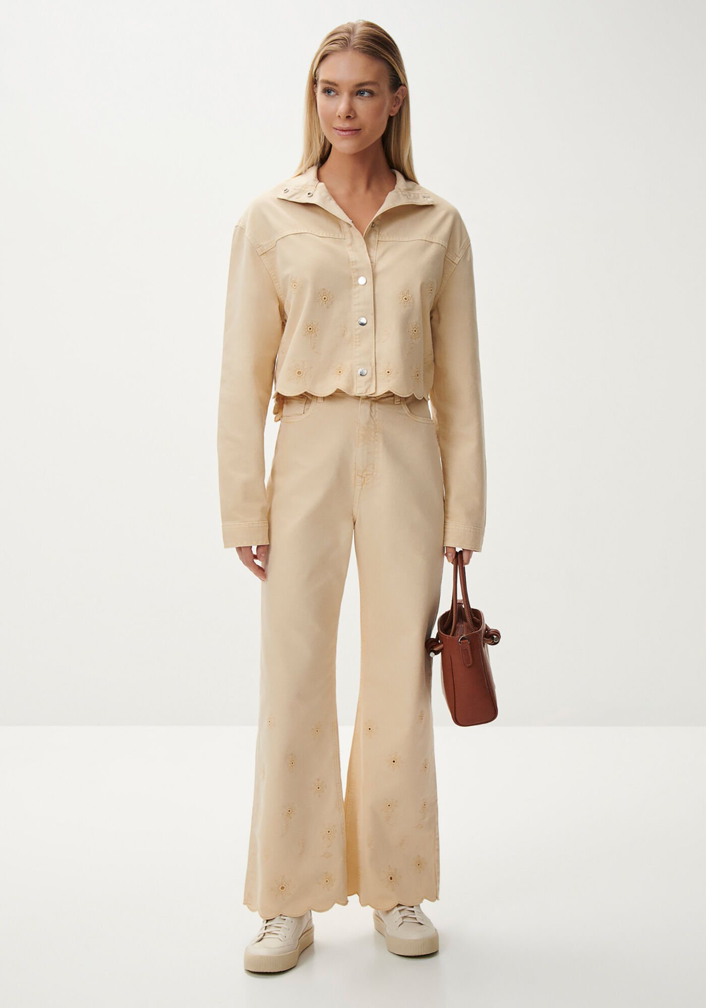 Jaqueta Sarja Cropped com Bordado Laise, , large.