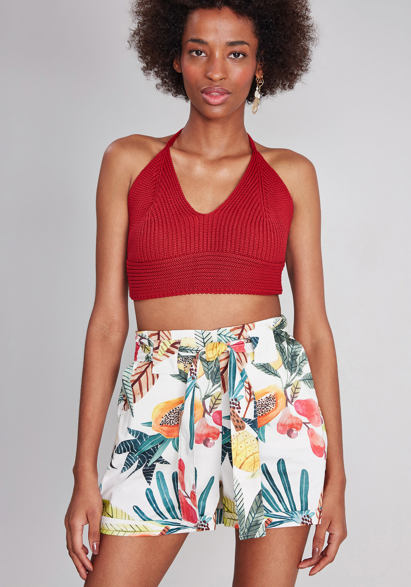 Shorts Cintura M&eacute;dia Cinto Estampa, , large.