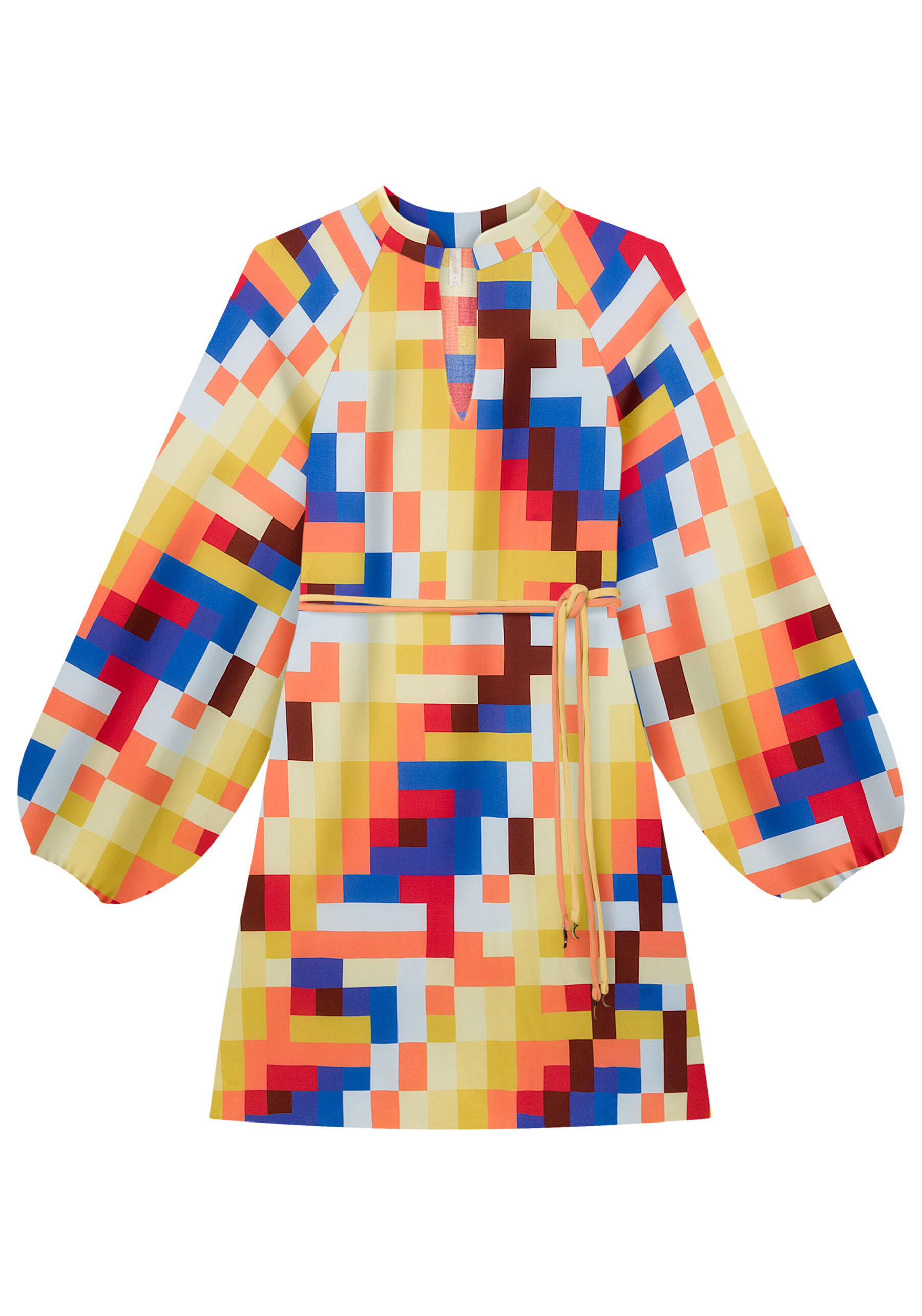 Vestido Curto Manga Bufante e Cinto, BALAO. Vestido Curto Manga Bufante e Cinto, BALAO, large.