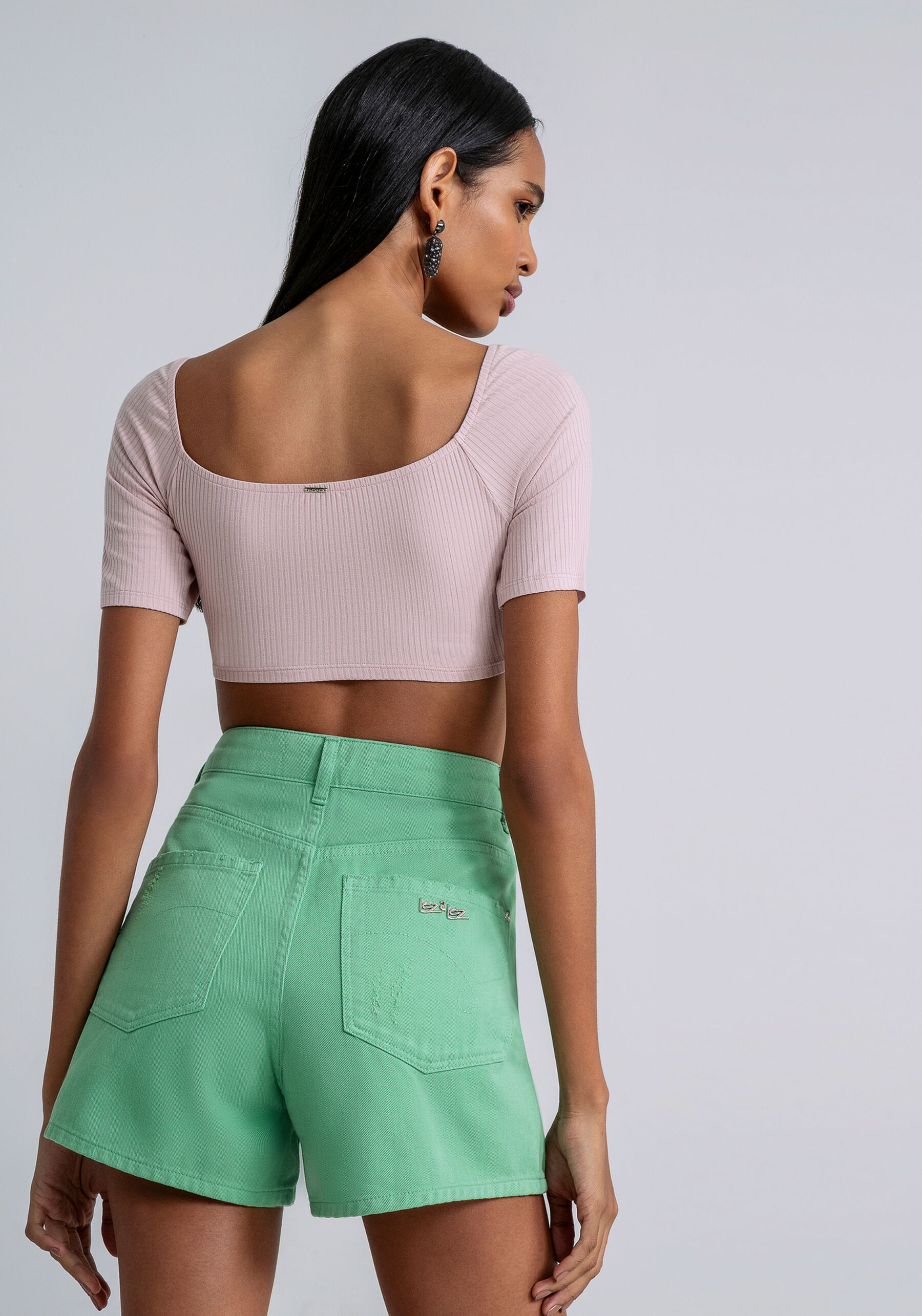 Shorts Sarja Hot Pant Califórnia, VERDE BETA. Shorts Sarja Hot Pant Califórnia, VERDE BETA, large.