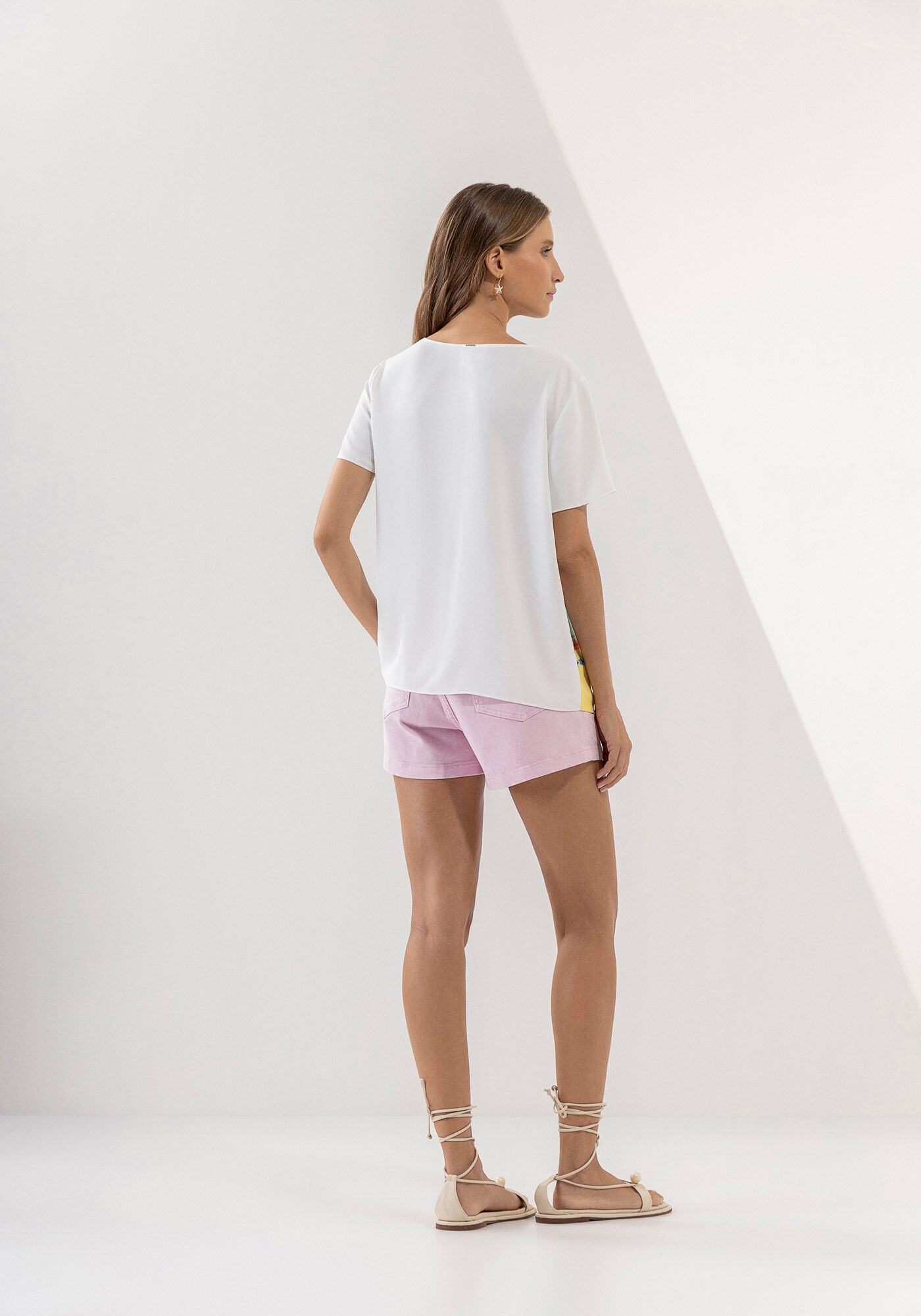 Blusa Estampada em Tecido Plano com Manga Curta, , large.