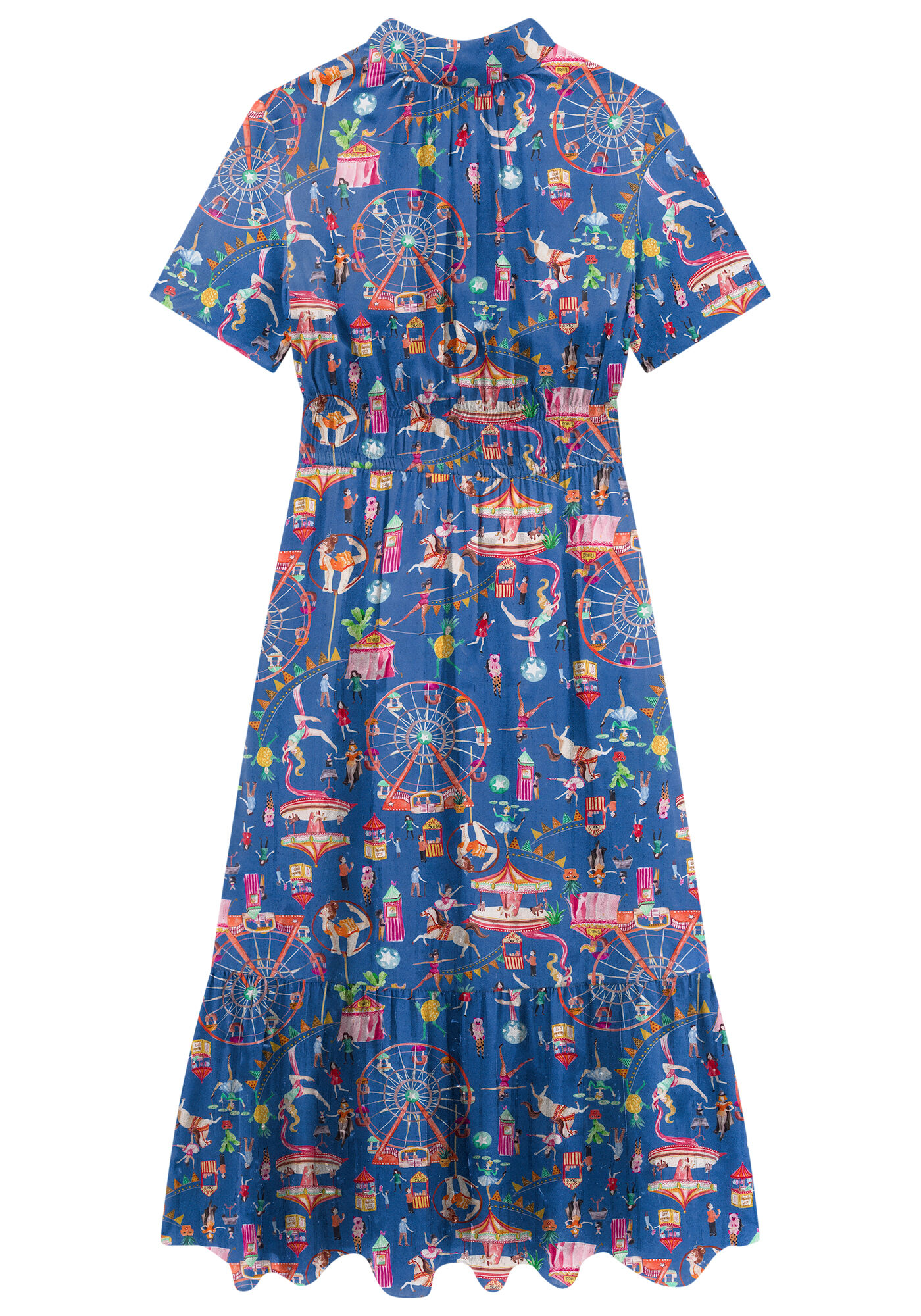 Vestido Midi Estampado em Viscose com Gola La&ccedil;o, , large.