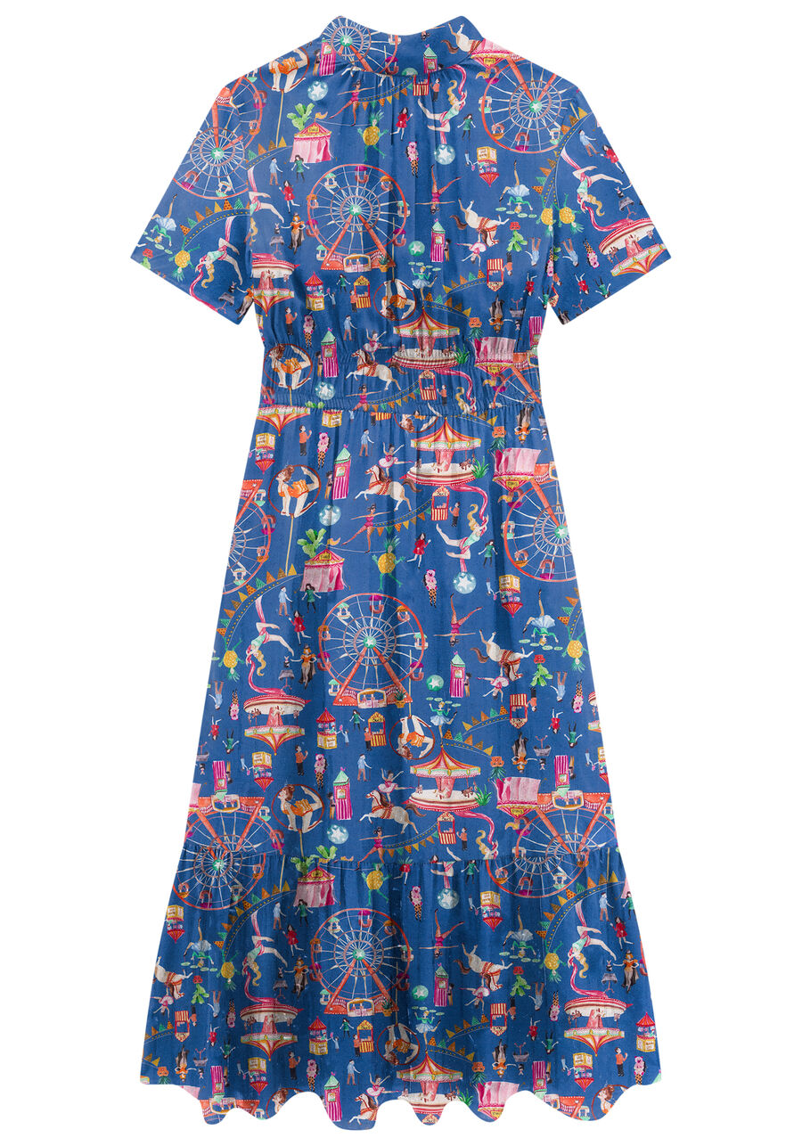 Vestido Midi Estampado em Viscose com Gola Laço, . Vestido Midi Estampado em Viscose com Gola Laço, , large.