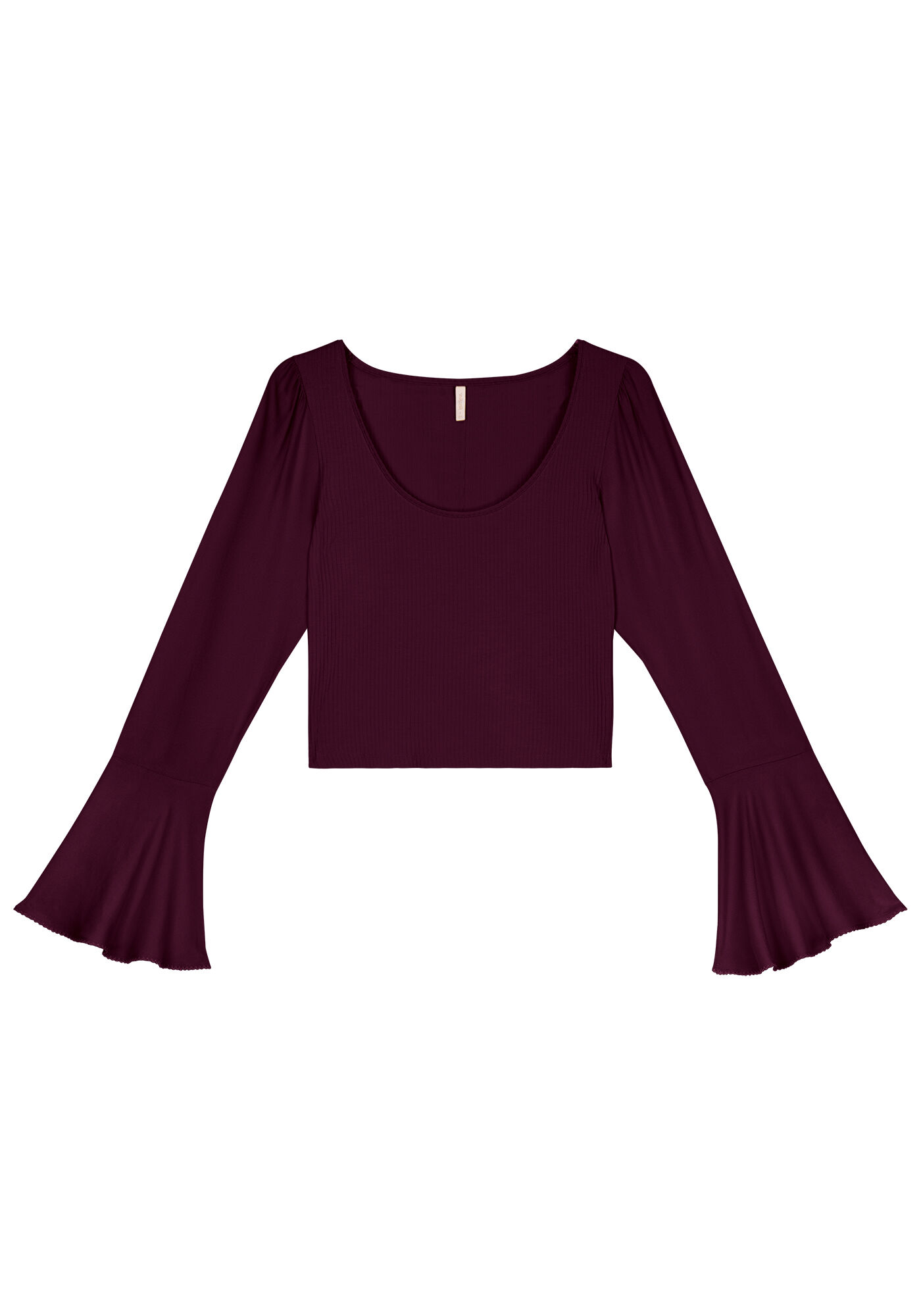 Blusa Canelada com Manga Longa Flare, VIOLETA PORT, large.