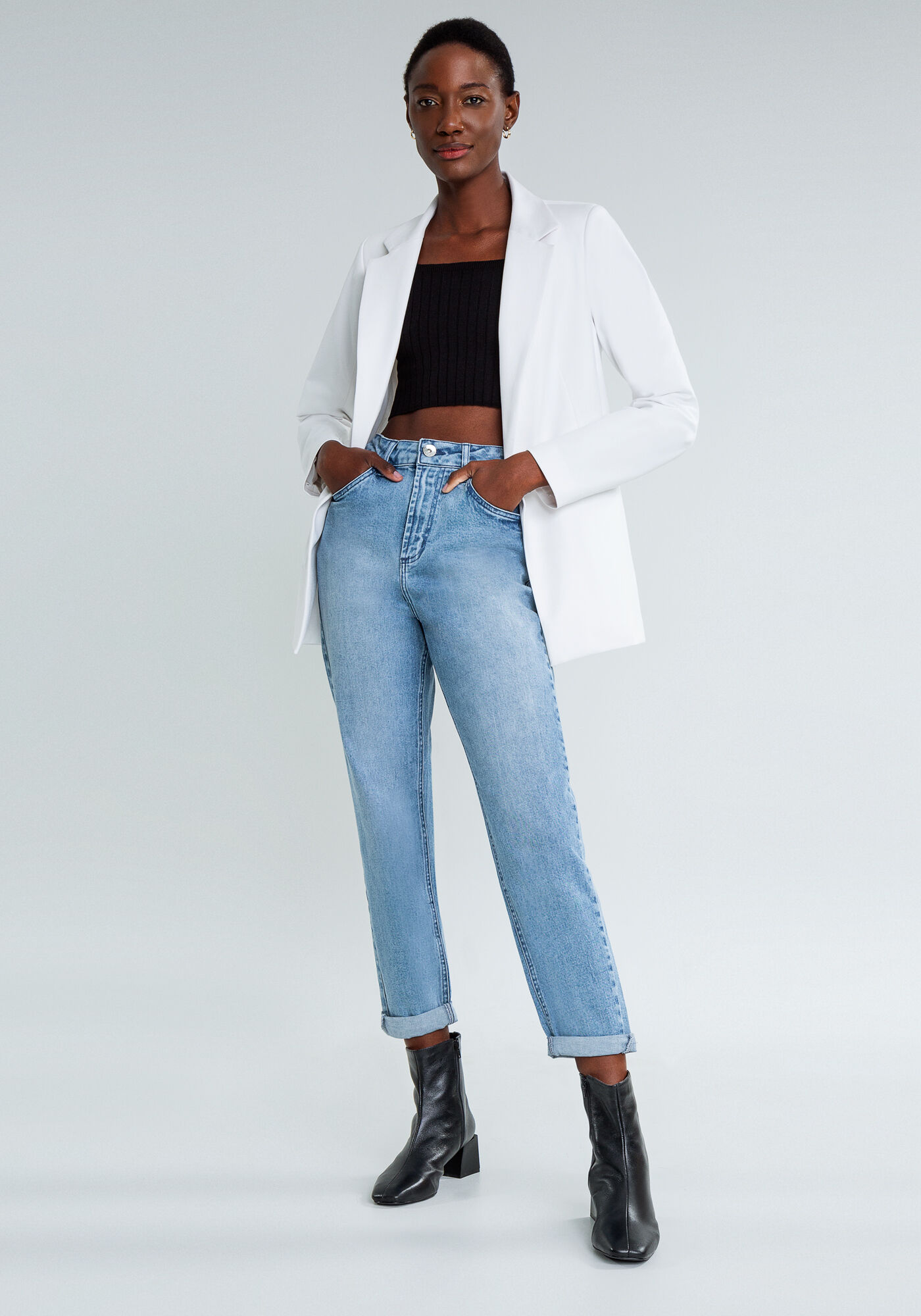 Calças cintura alta jeans 2025