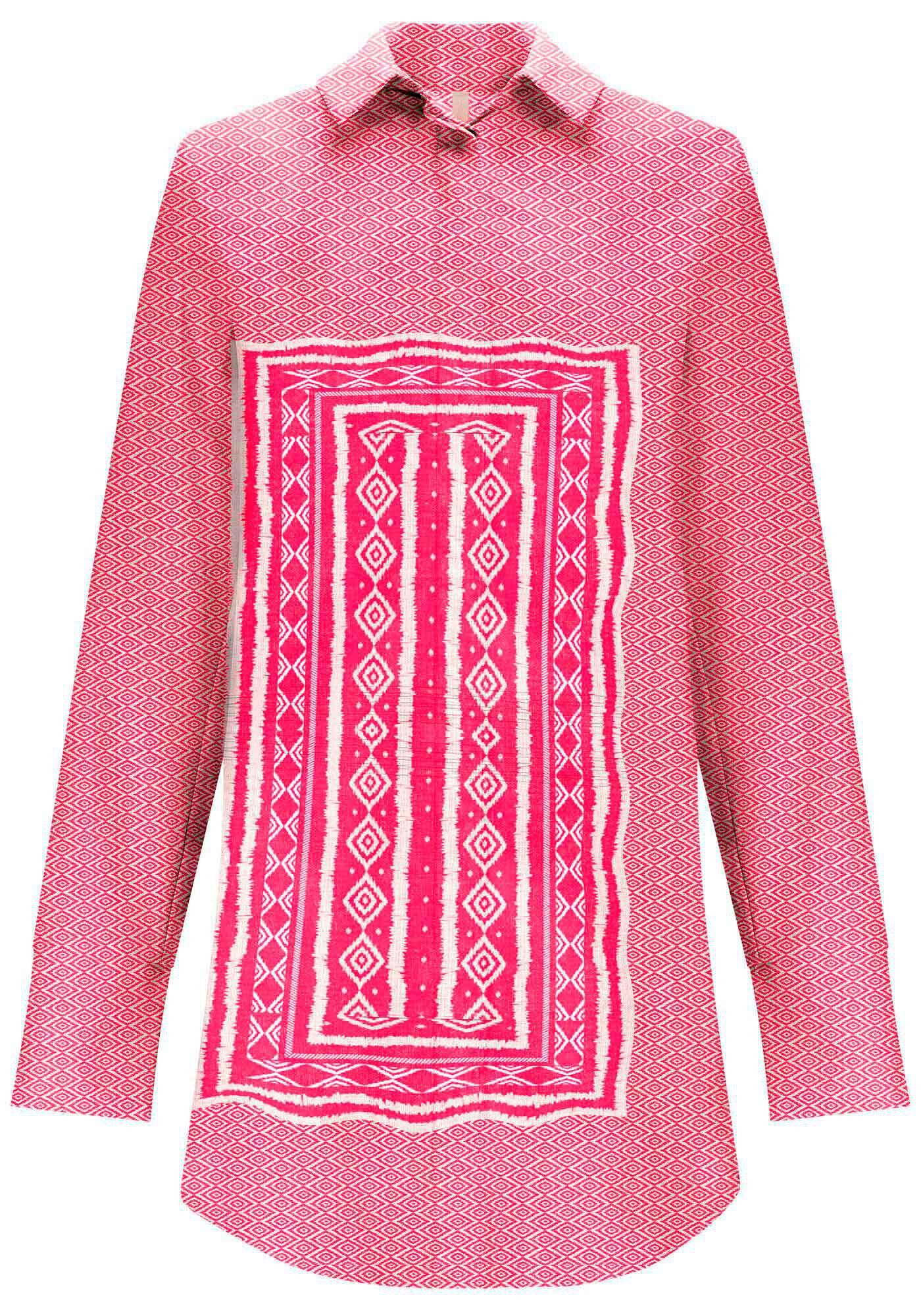 Camisa Alongada Manga Longa com Estampa Len&ccedil;o, , large.