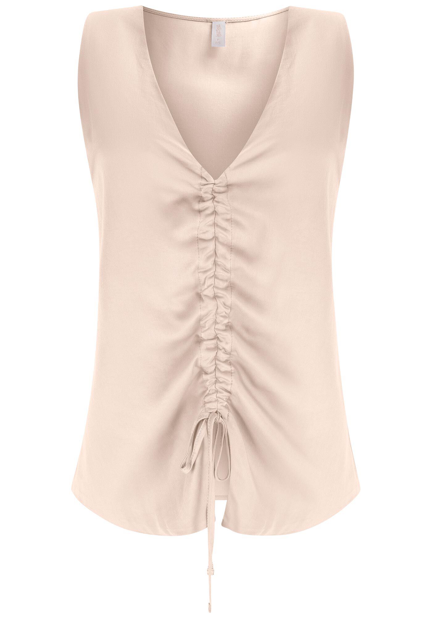 Blusa Decote V com Amarra&ccedil;&atilde;o Franzida, , large.