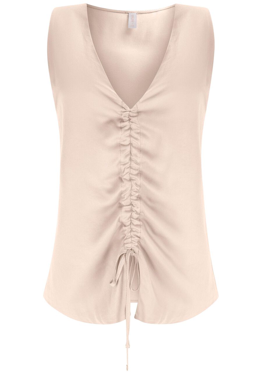 Blusa Decote V com Amarração Franzida, . Blusa Decote V com Amarração Franzida, , large.