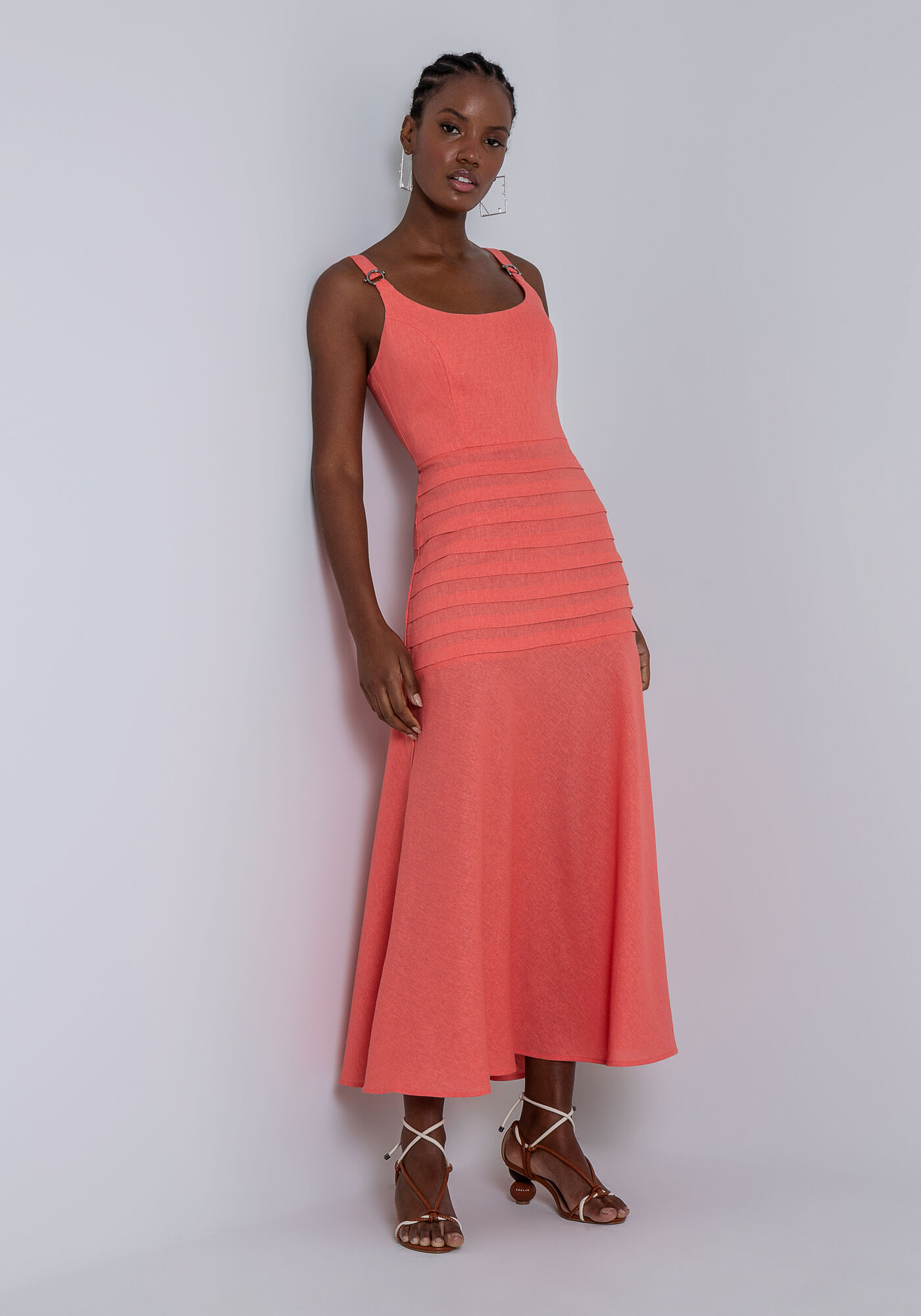 Vestido salmão midi clearance