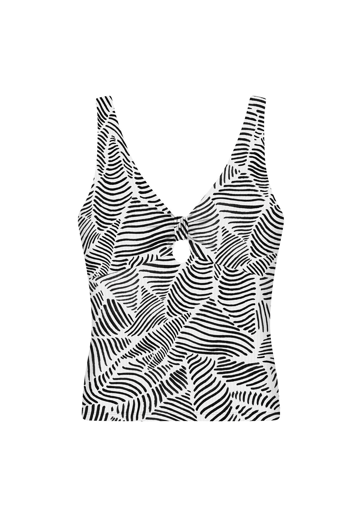 Regata Recorte Decote Canelada Estampa, REFLEXOS, large.