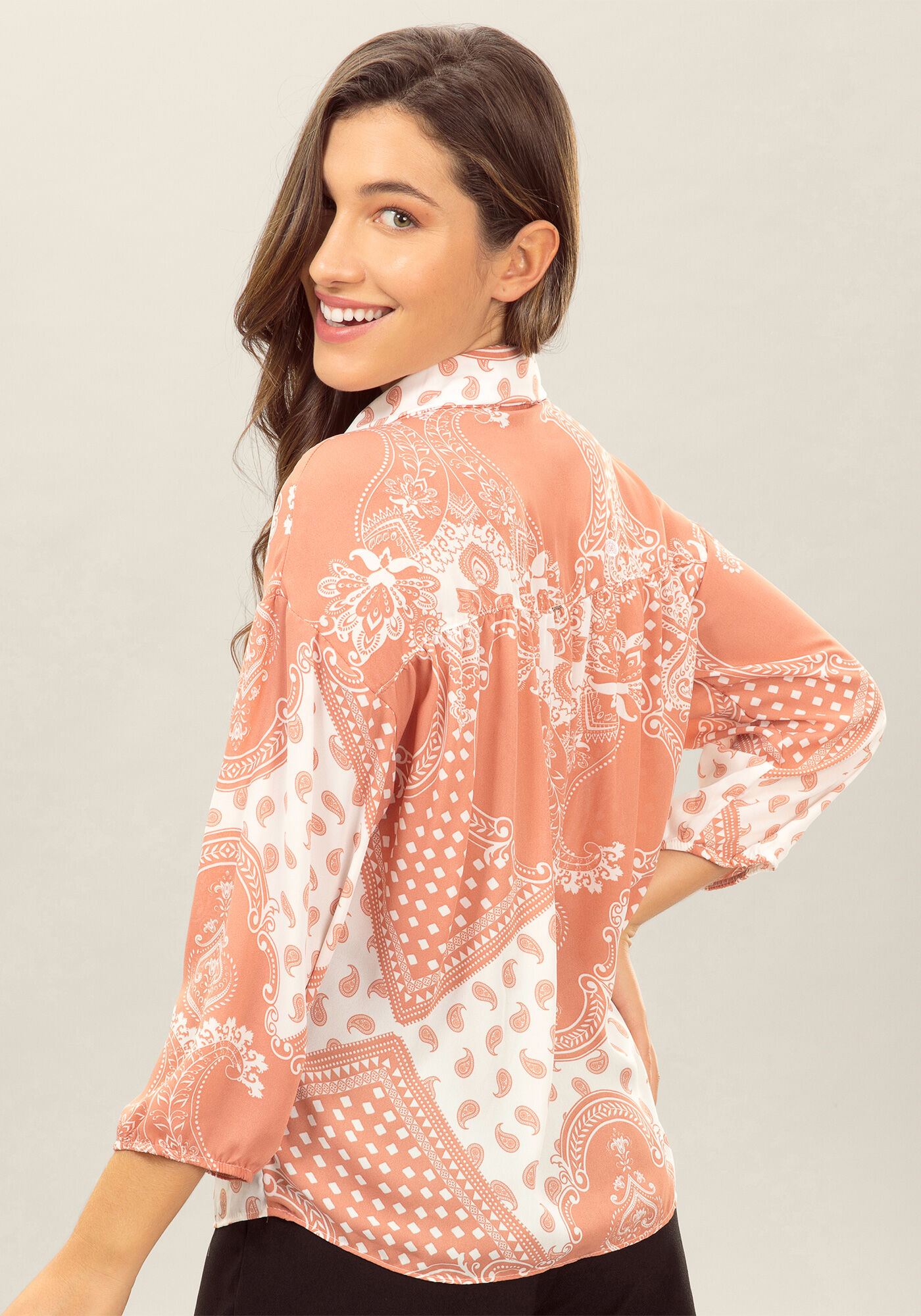 Camisa Manga 3/4 Estampada Tecido, , large.