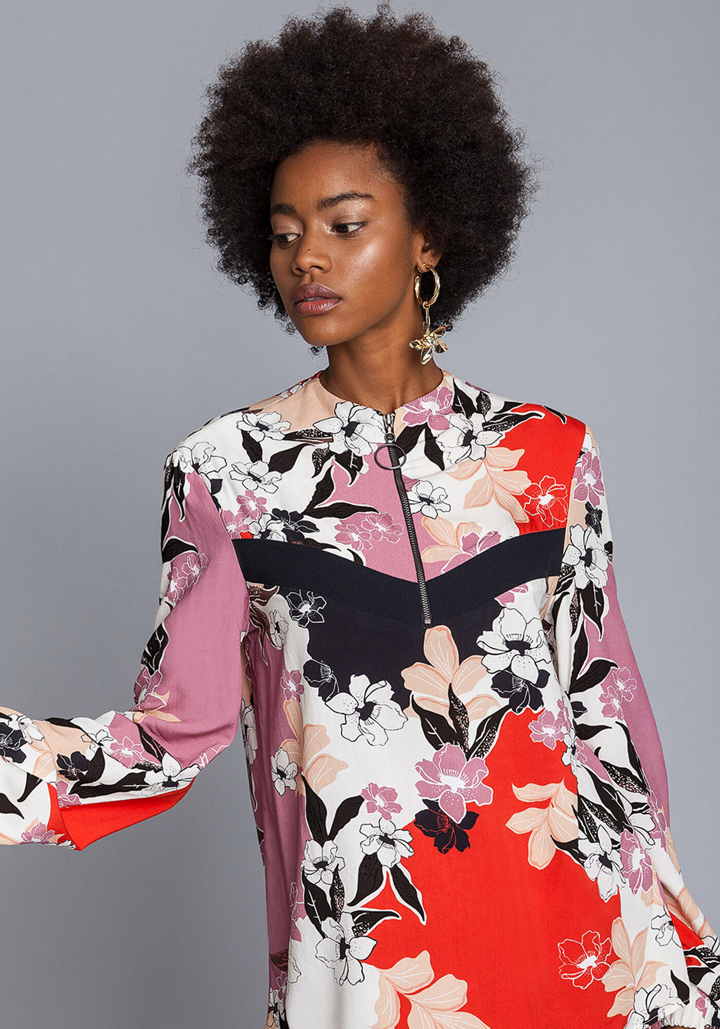 Blusa Manga Longa Z&iacute;per Estampa, , large.