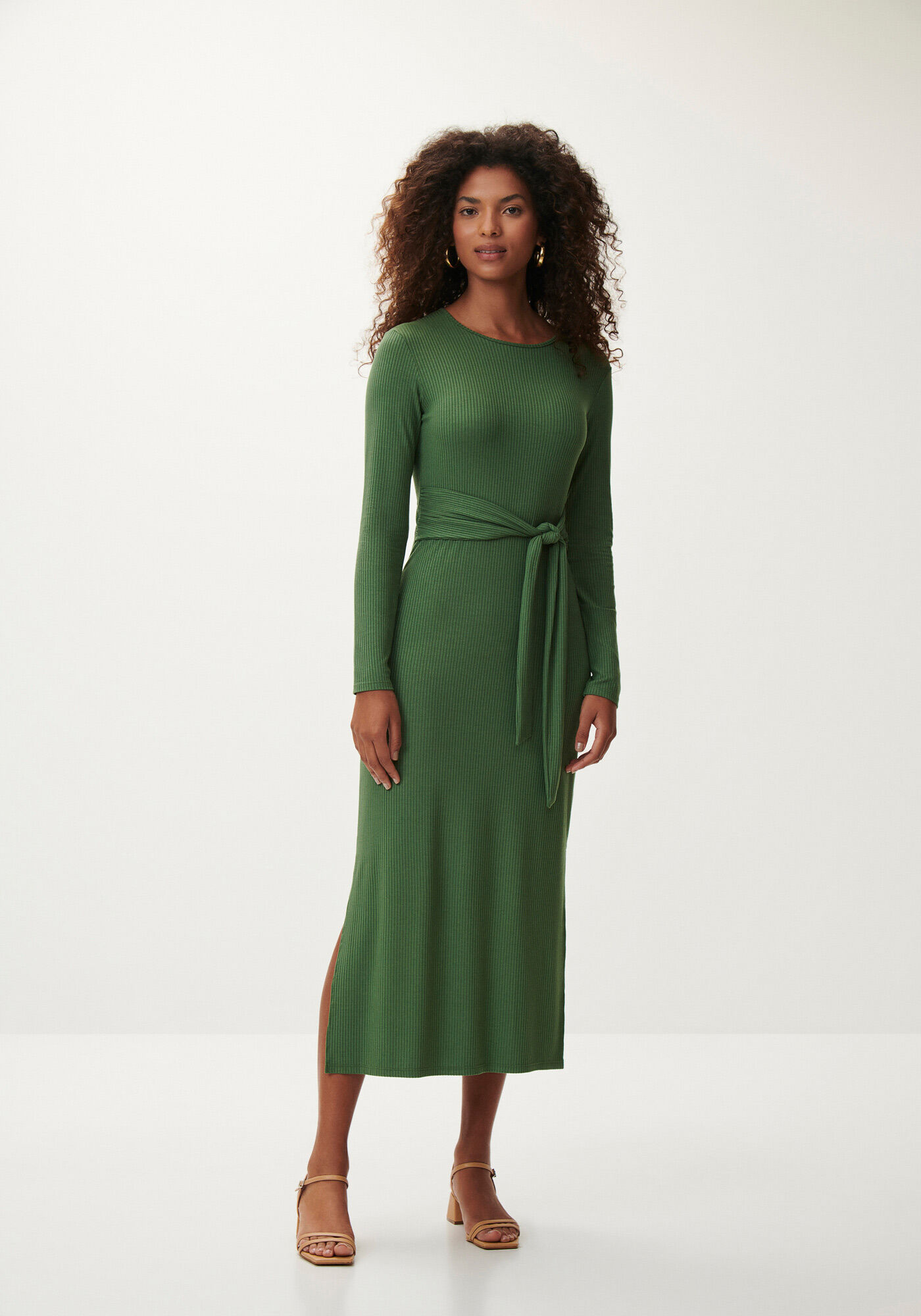 Vestido Midi Canelado com Recorte Costas, , large.