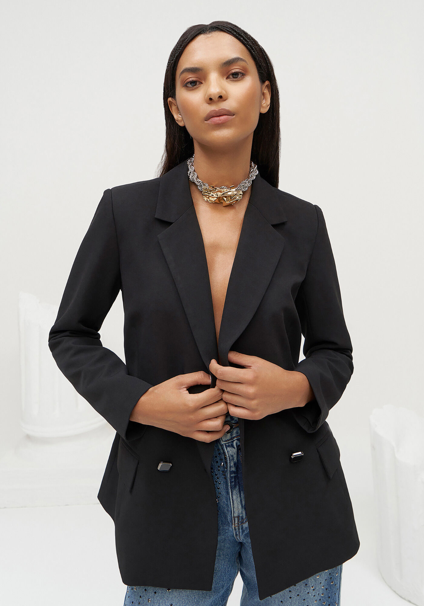 Blazer Alfaiataria com Abotoamento Duplo, , large.