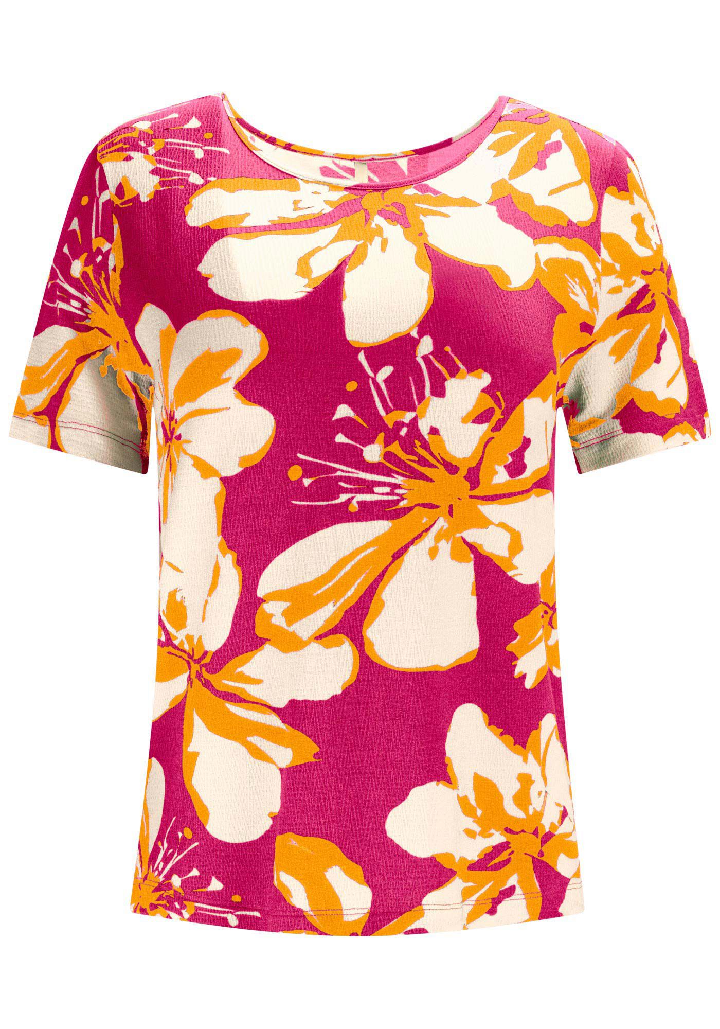 Blusa Manga Curta em Malha com Estampa M&aacute;xi Flores, , large.