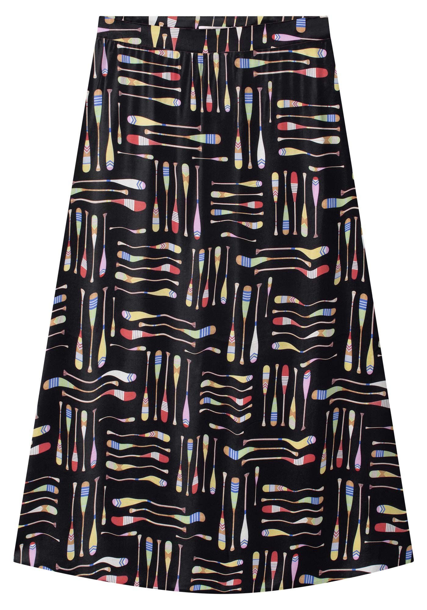 Saia Midi Estampada em Viscose com Fenda, , large.