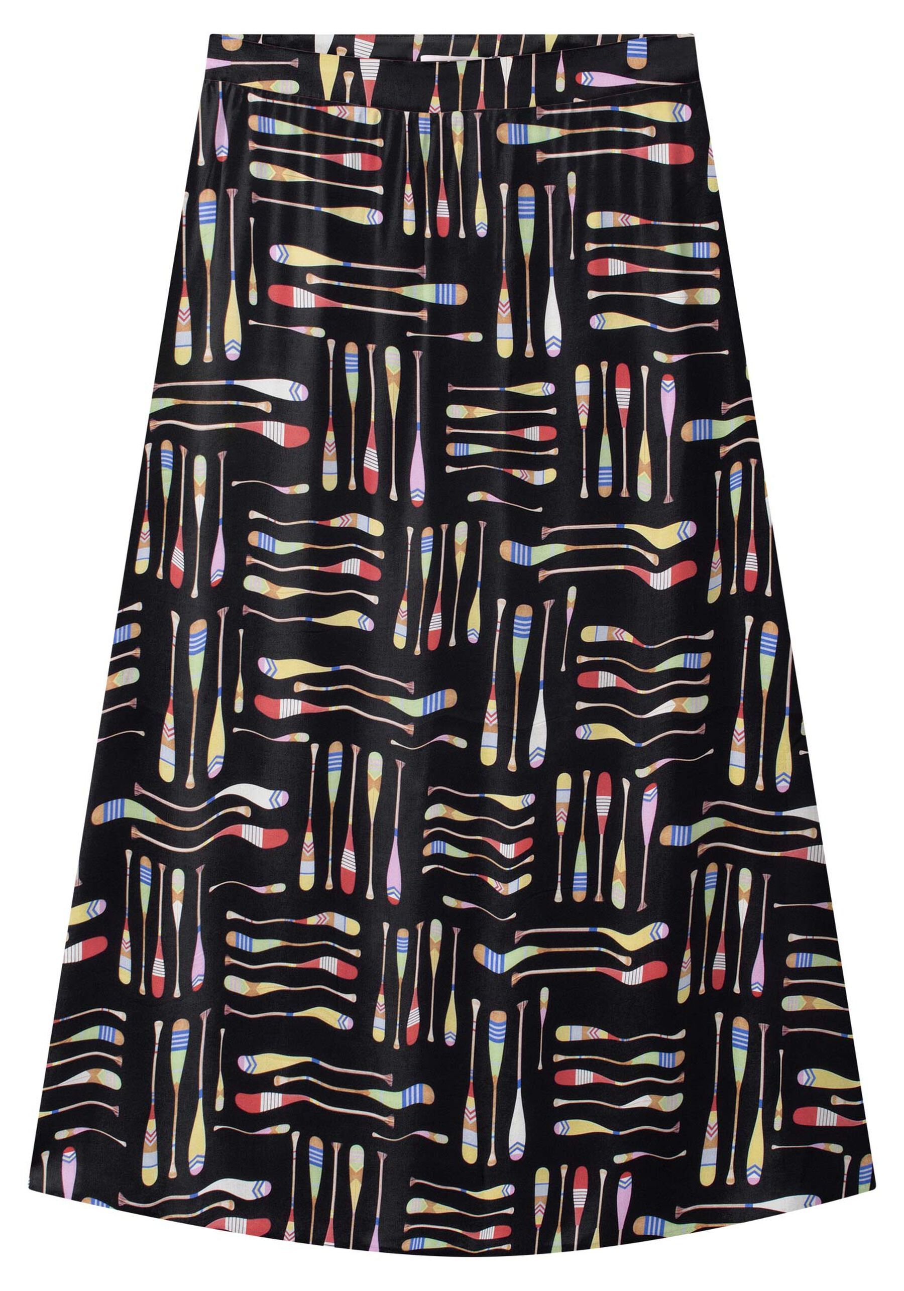 Saia Midi Estampada em Viscose com Fenda, . Saia Midi Estampada em Viscose com Fenda, , large.