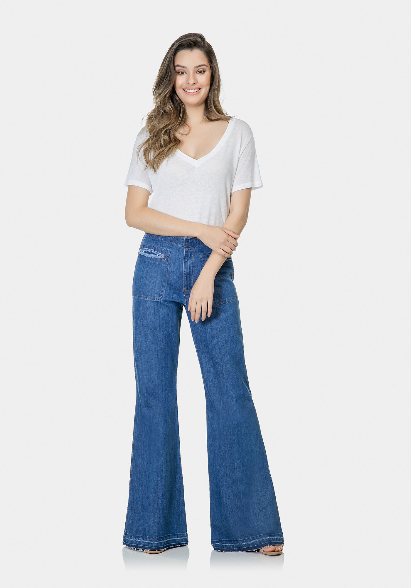 Cal&ccedil;a Over Flare Hot Pant Malibu, , large.