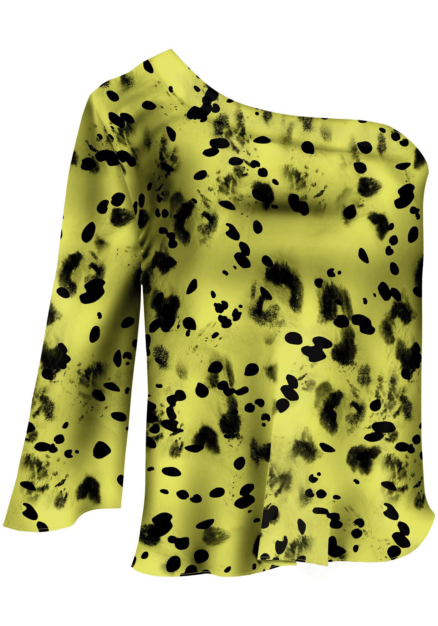 Blusa Um Ombro S&oacute; em Chiffon Estampada, , large.