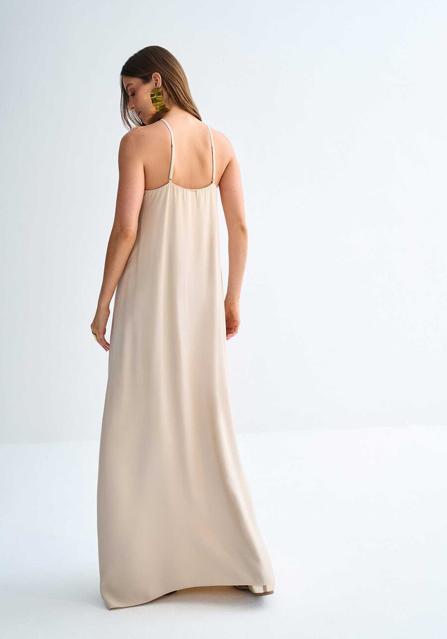 Vestido Longo Cross Neck Detalhe Alças com Cinto, . Vestido Longo Cross Neck Detalhe Alças com Cinto, , large.
