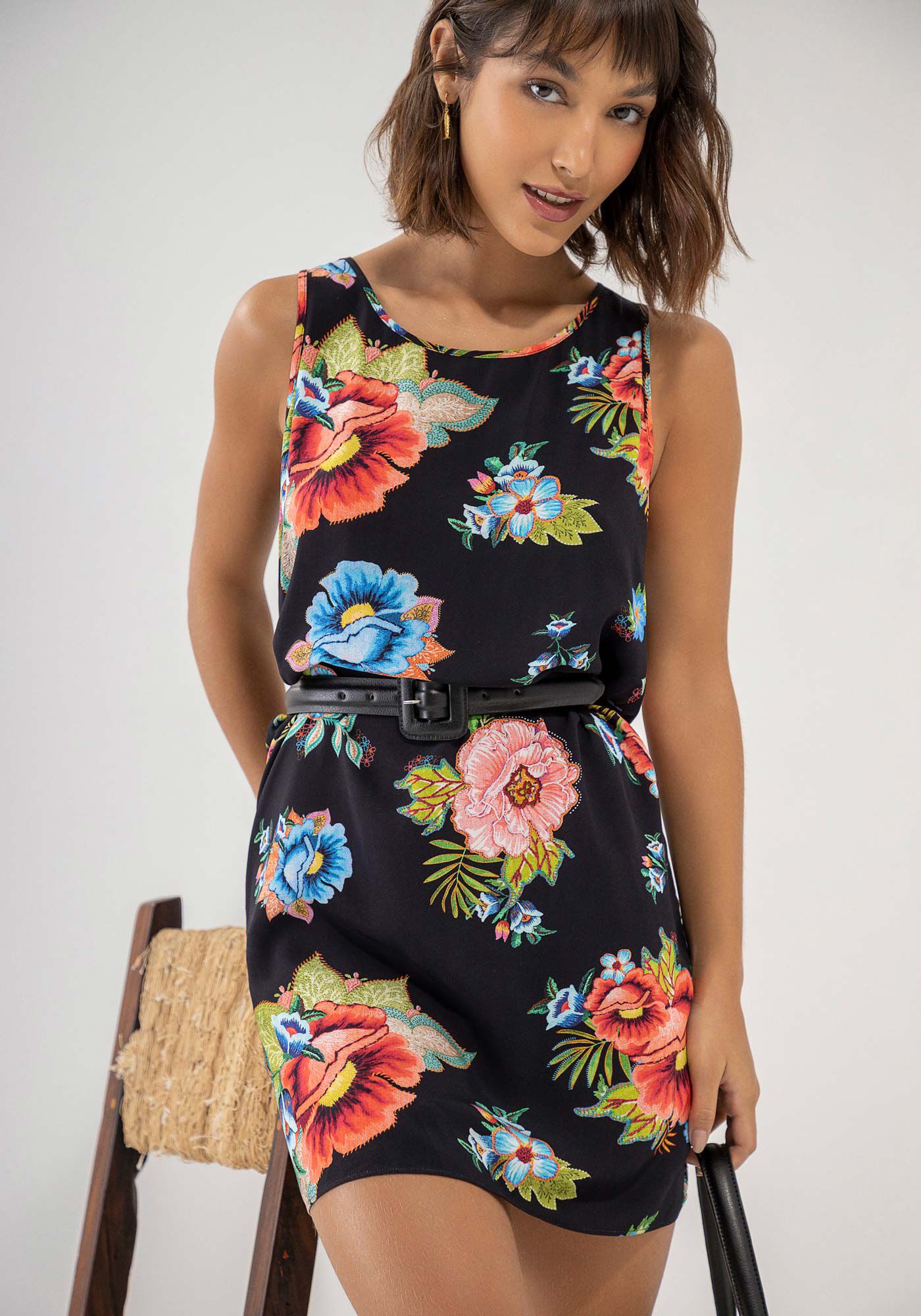 Vestido Curto em Viscose Estampado, , large.