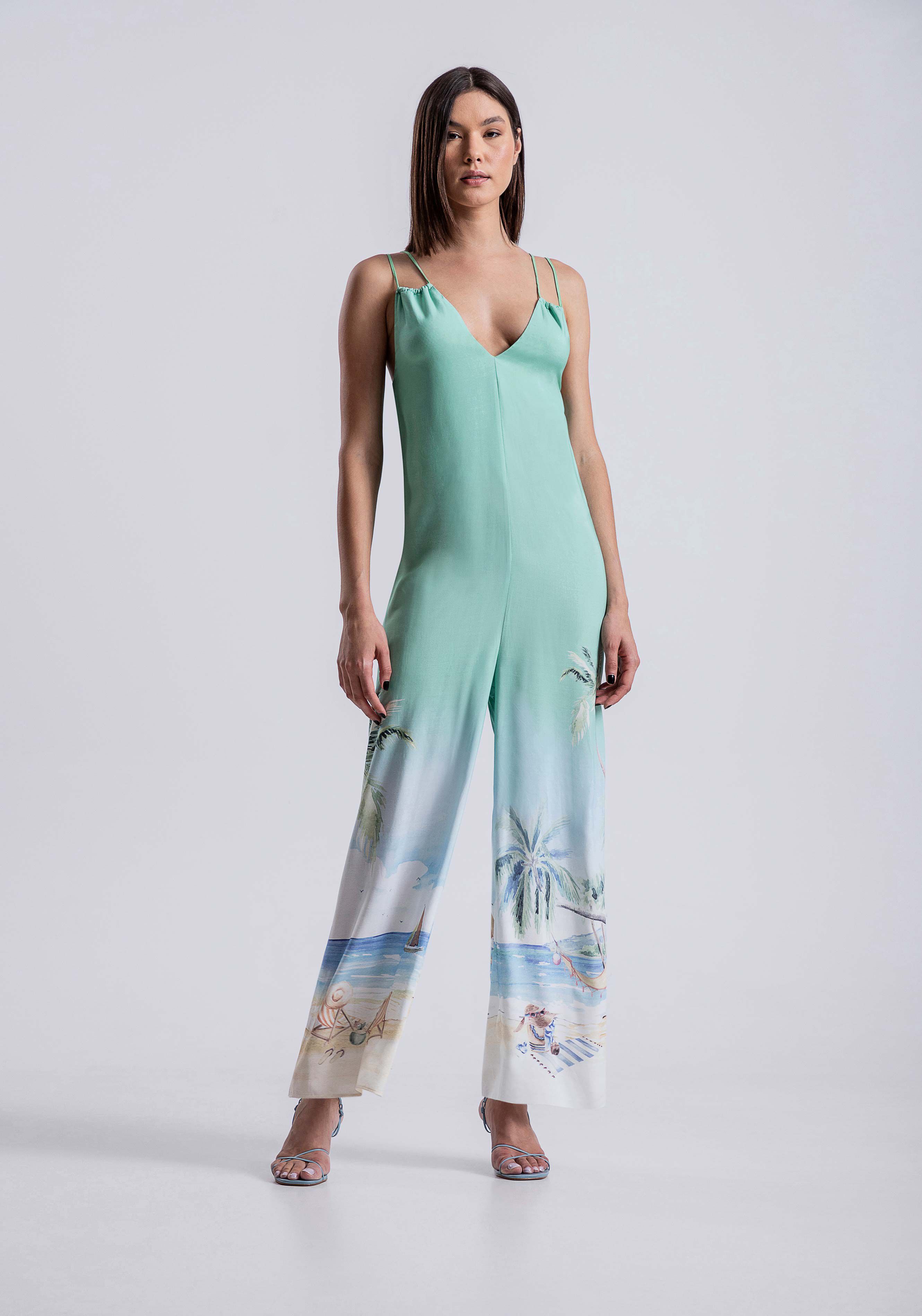 Macac&atilde;o Midi Reto em Viscose com Estampa Vista, VISTA, large.