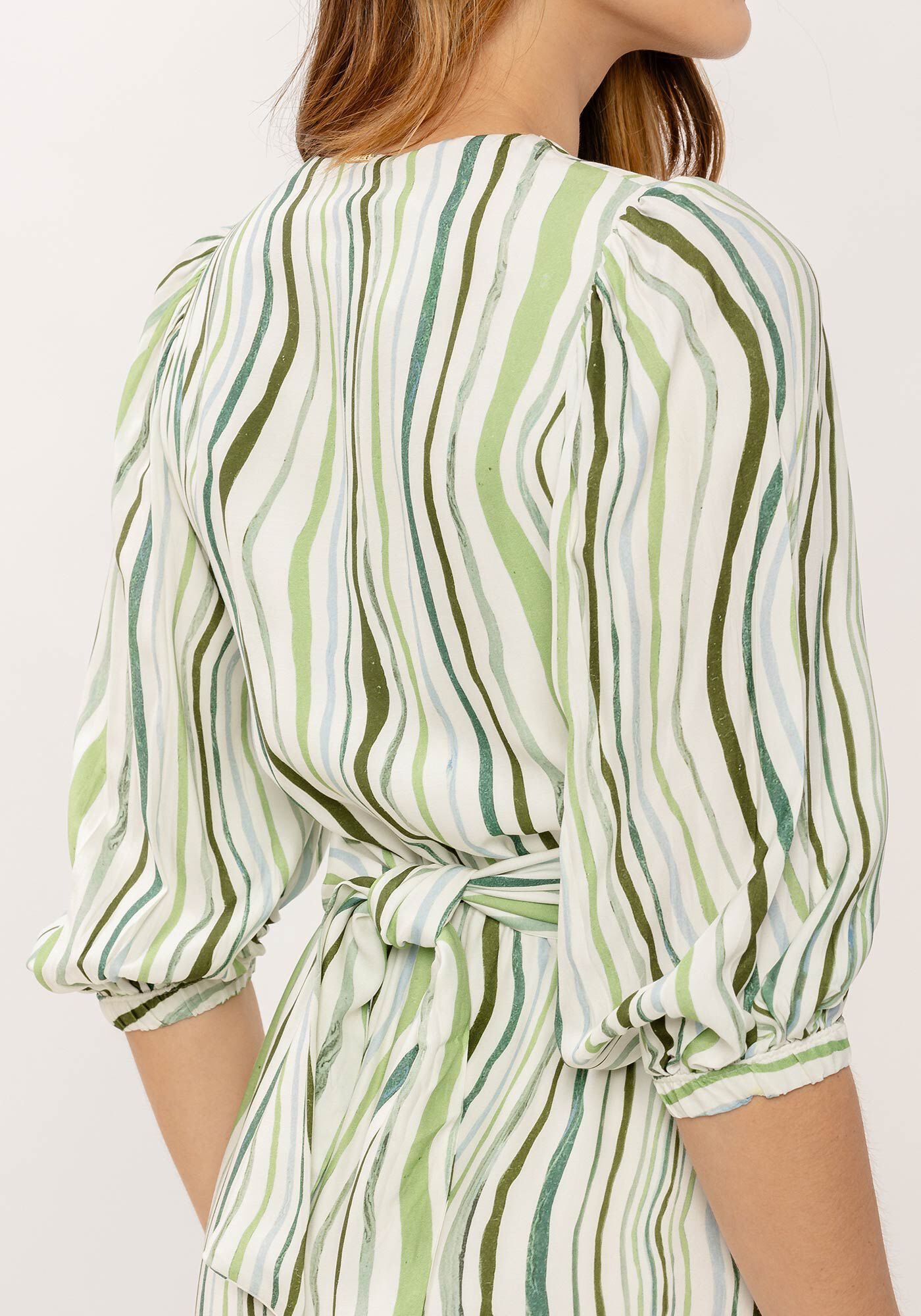 Vestido Curto Estampado com Transpasse Cintura, , large.