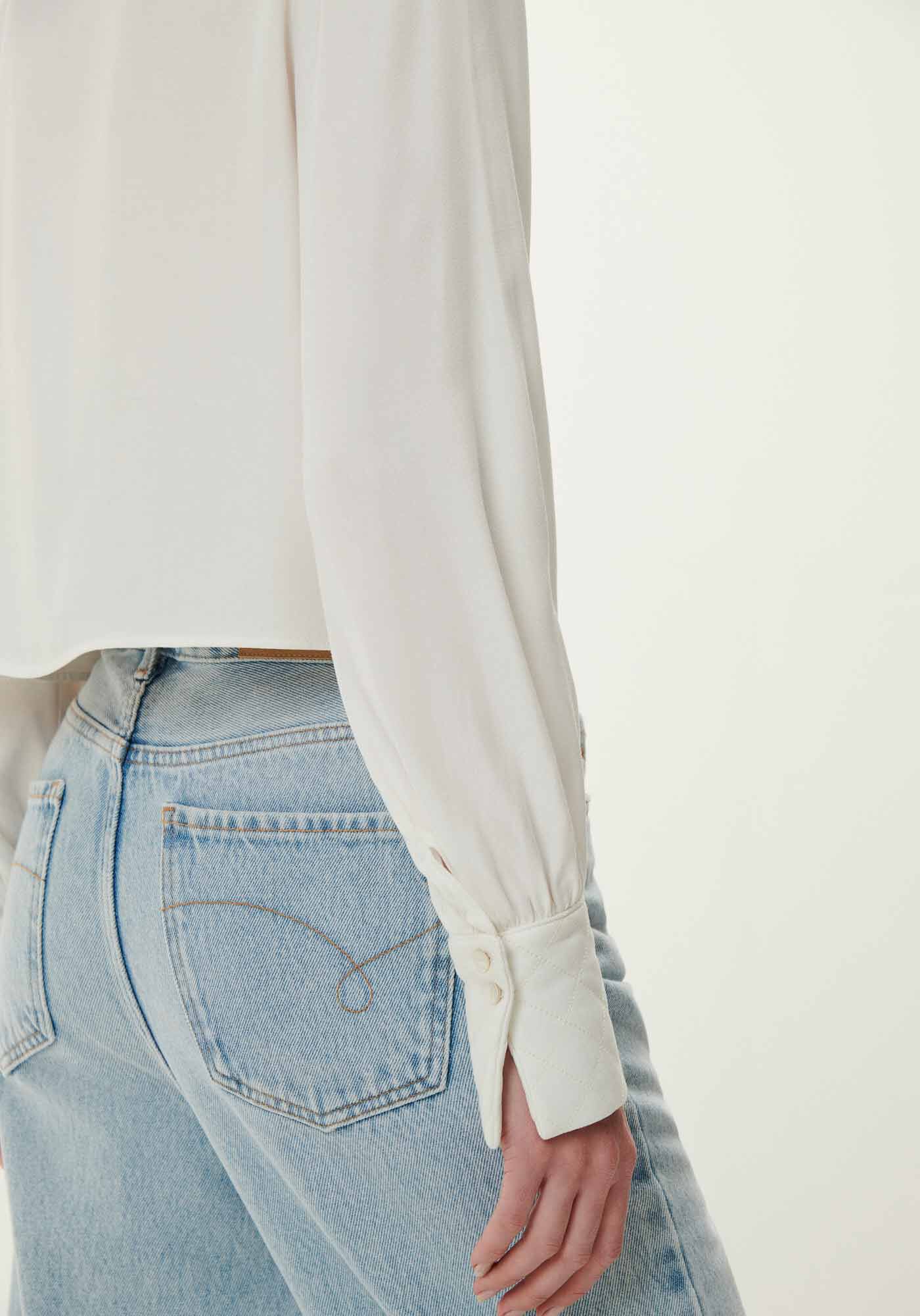 Camisa em Viscose com Manga Longa Bufante, , large.