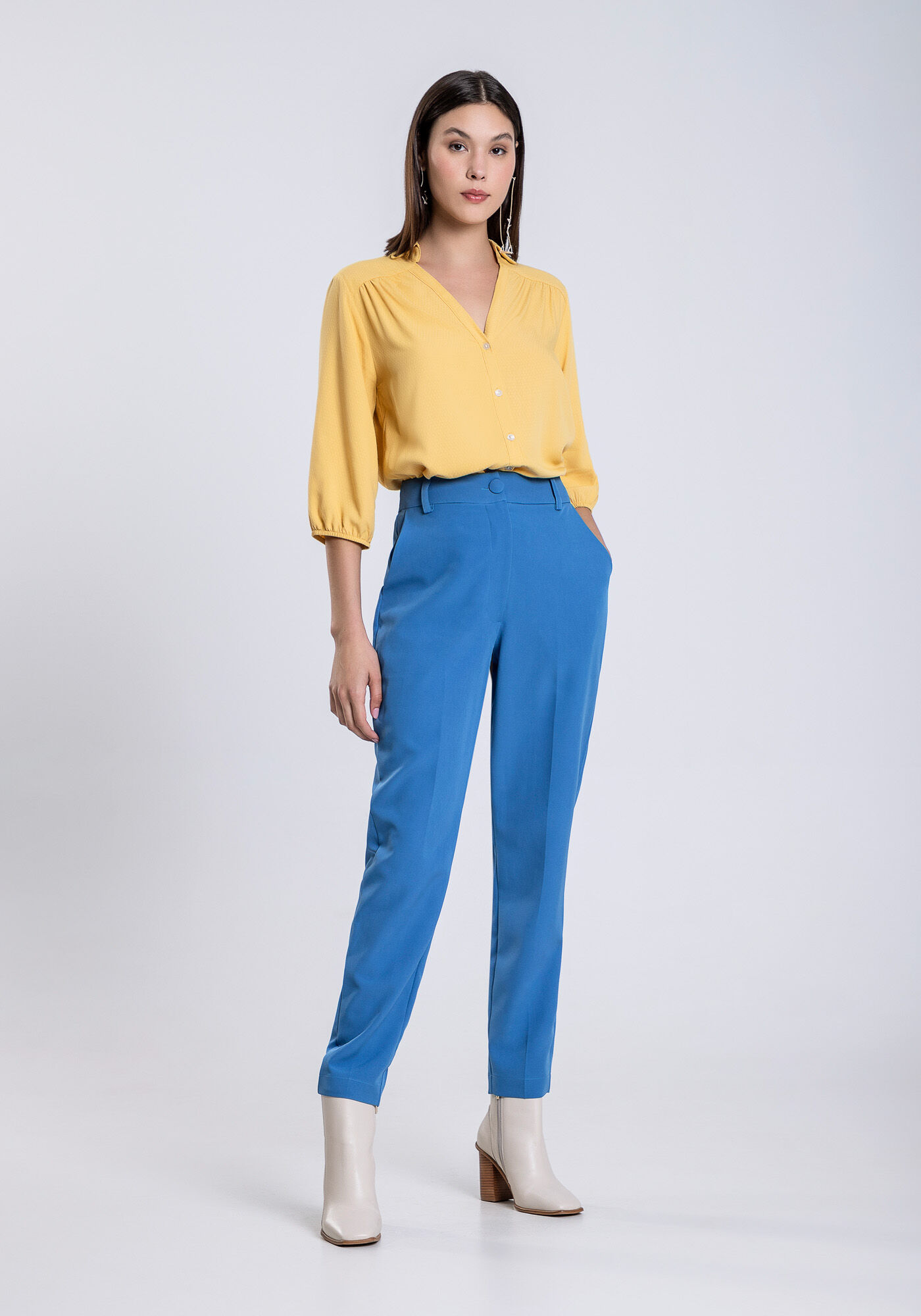 Camisa Manga 3/4 em Viscose Ampla, BEGE MAISEIDY, large.