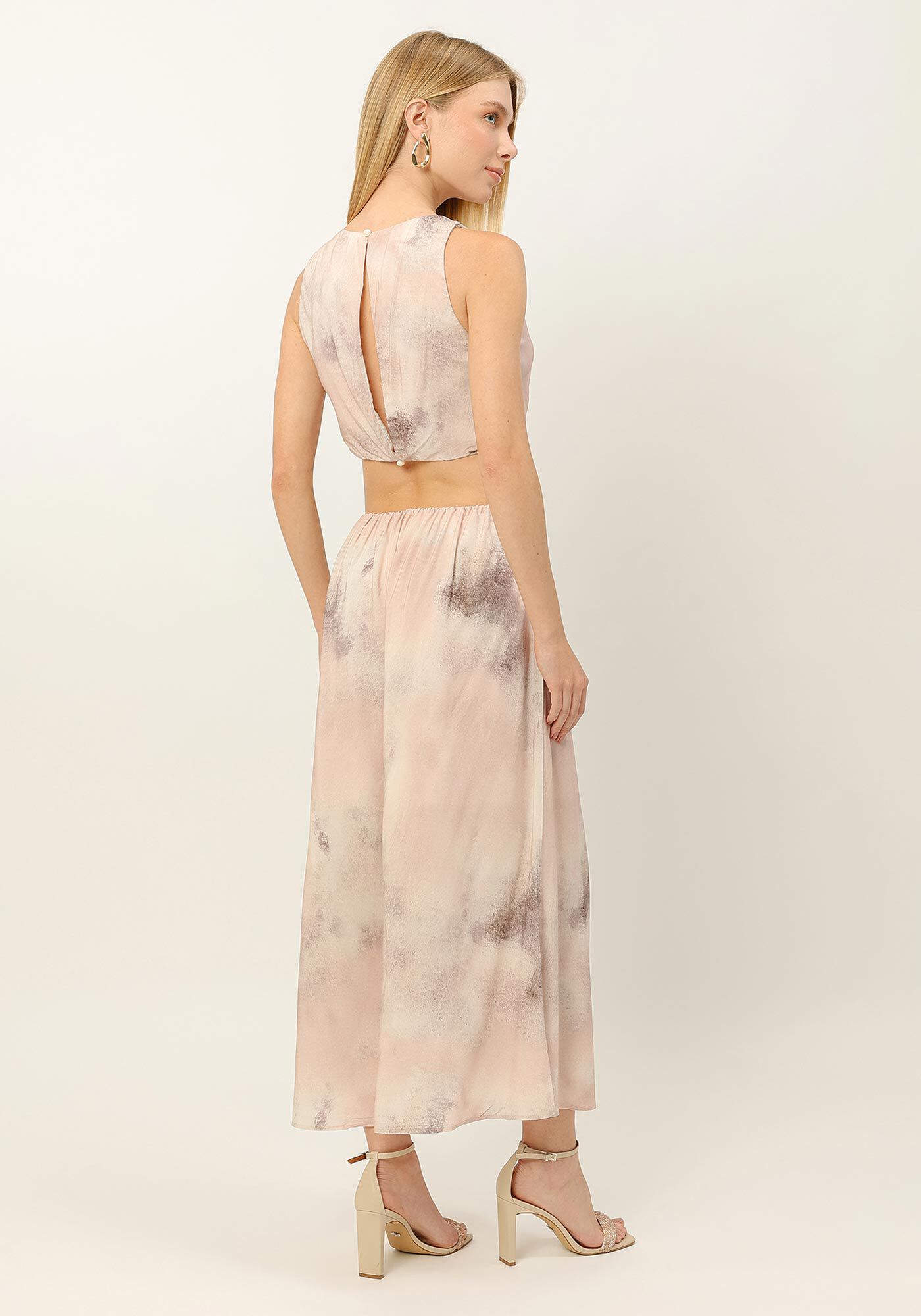 Vestido Midi Estampado em Viscose com Cut Out, , large.