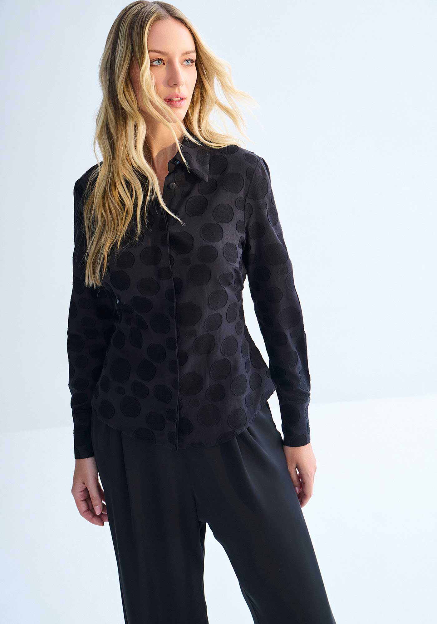 Camisa Manga Longa em Algod&atilde;o Po&aacute; com Amarra&ccedil;&atilde;o Costas, , large.