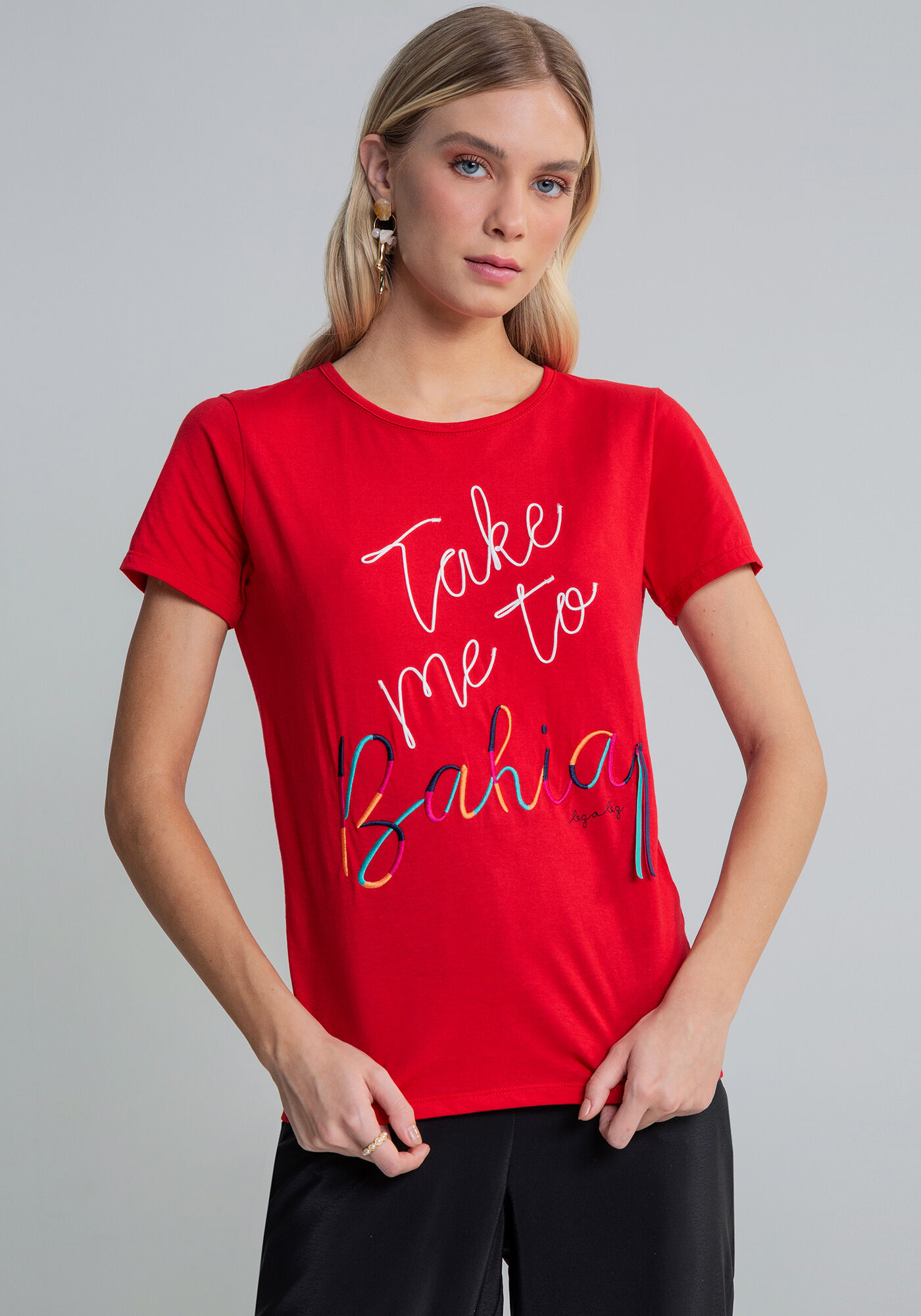 Blusa Manga Curta Bordado, , large.