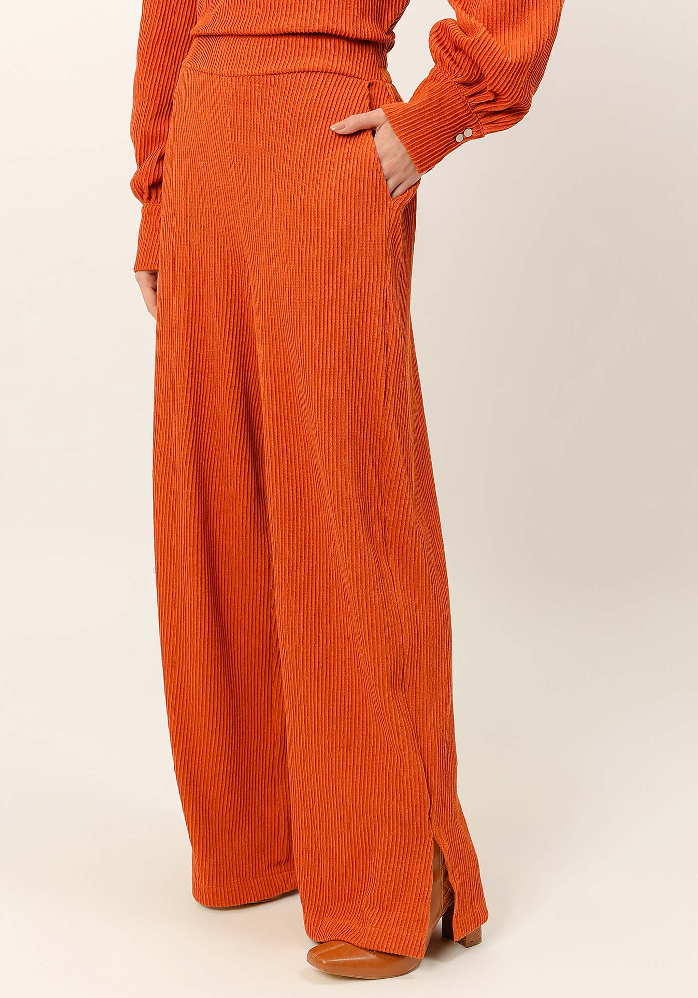 Cal&ccedil;a Pantalona em Malha com Bolsos, LARANJA  RADIANTE, large.
