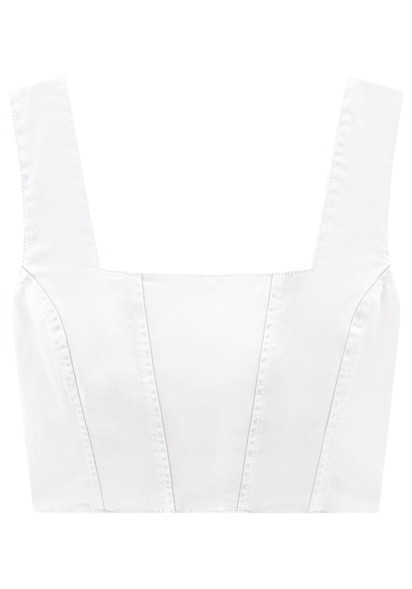 Blusa Sarja Cropped Corset com Decote Quadrado, , large.