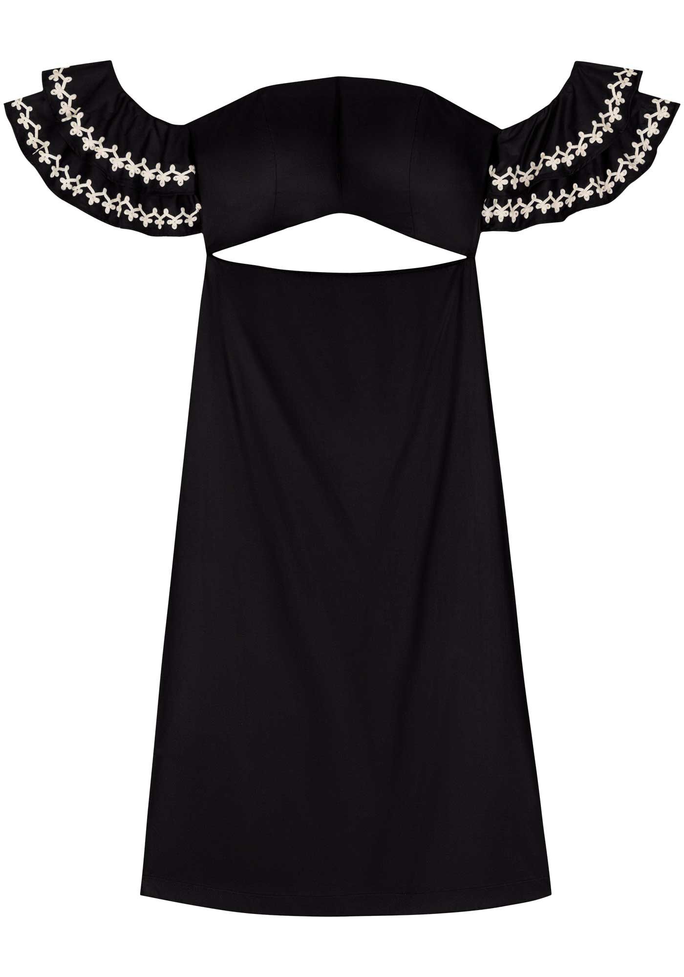 Vestido Ombro A Ombro Com Bordado E Recorte, , large.