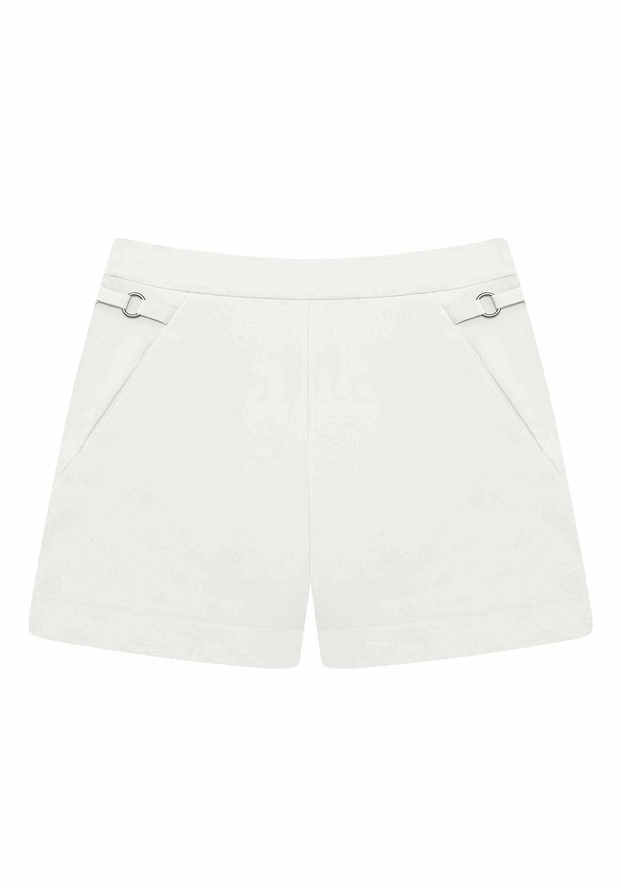 Shorts Cintura Alta com Bolsos, BRANCO OFF WHITE, large.